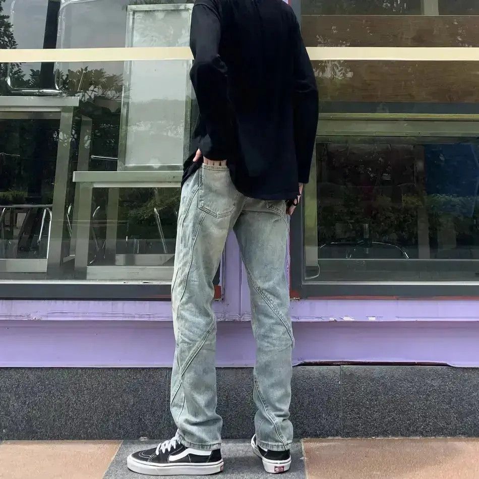 Japanese Brand × Jean Retro patchwork washed straight leg jeans Size US 32 / EU 48 - 5 Thumbnail