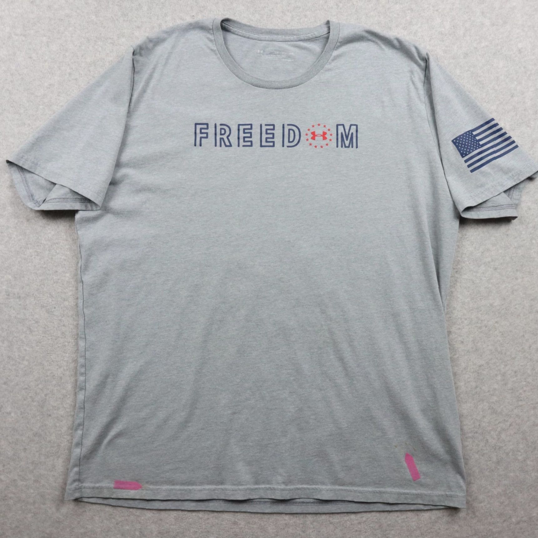 Under Armour Under Armour T-Shirt Mens XL HeatGear Freedom Flag Tee Gray Short Sleeve Size US XL / EU 56 / 4 - 2 Thumbnail