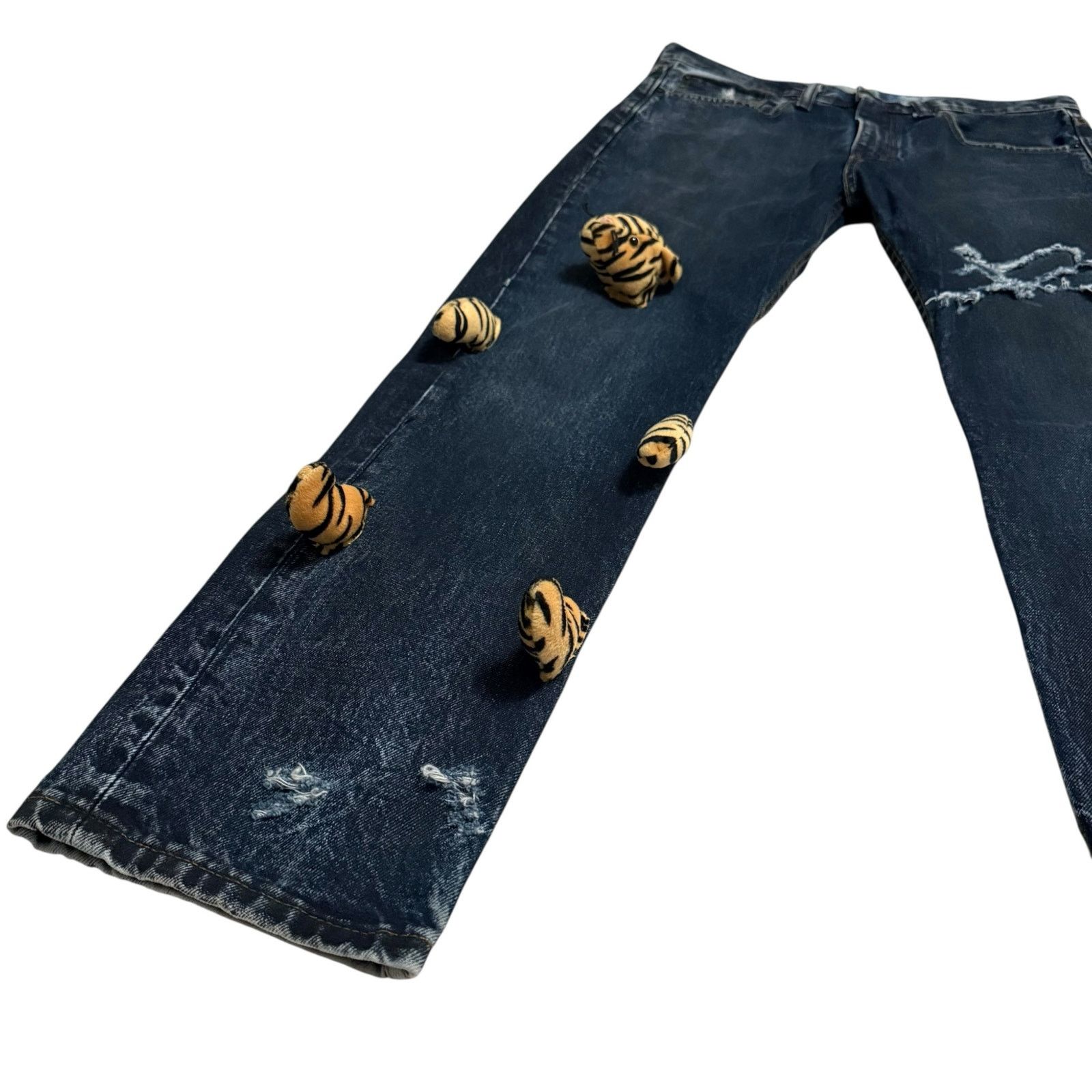Levi's Reworked Levi's Jeans Tiger Attack Customized Modified OOAK Size US 31 - 3 Thumbnail