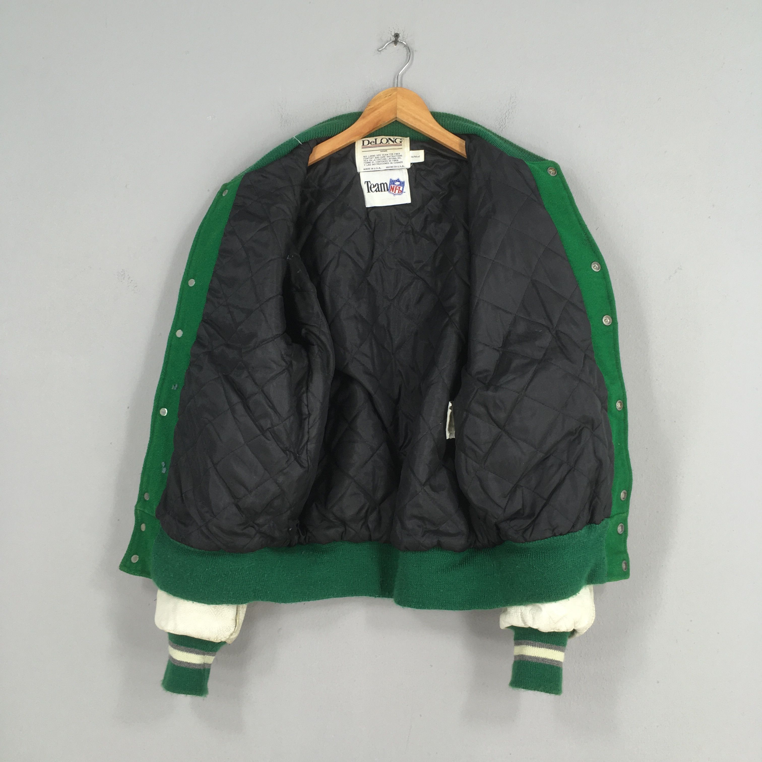 NFL Vintage 90's New York Jets NFL Green Leather Jacket M Size US M / EU 48-50 / 2 - 6 Thumbnail