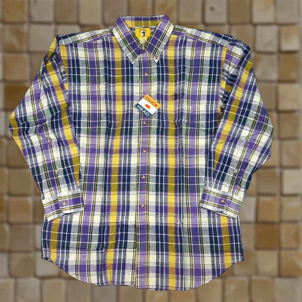Vintage VINTAGE Duck Head Plaid Purple Button Up Men's Large Long Sleeve Work Shirt Size US L / EU 52-54 / 3 - 1 Thumbnail