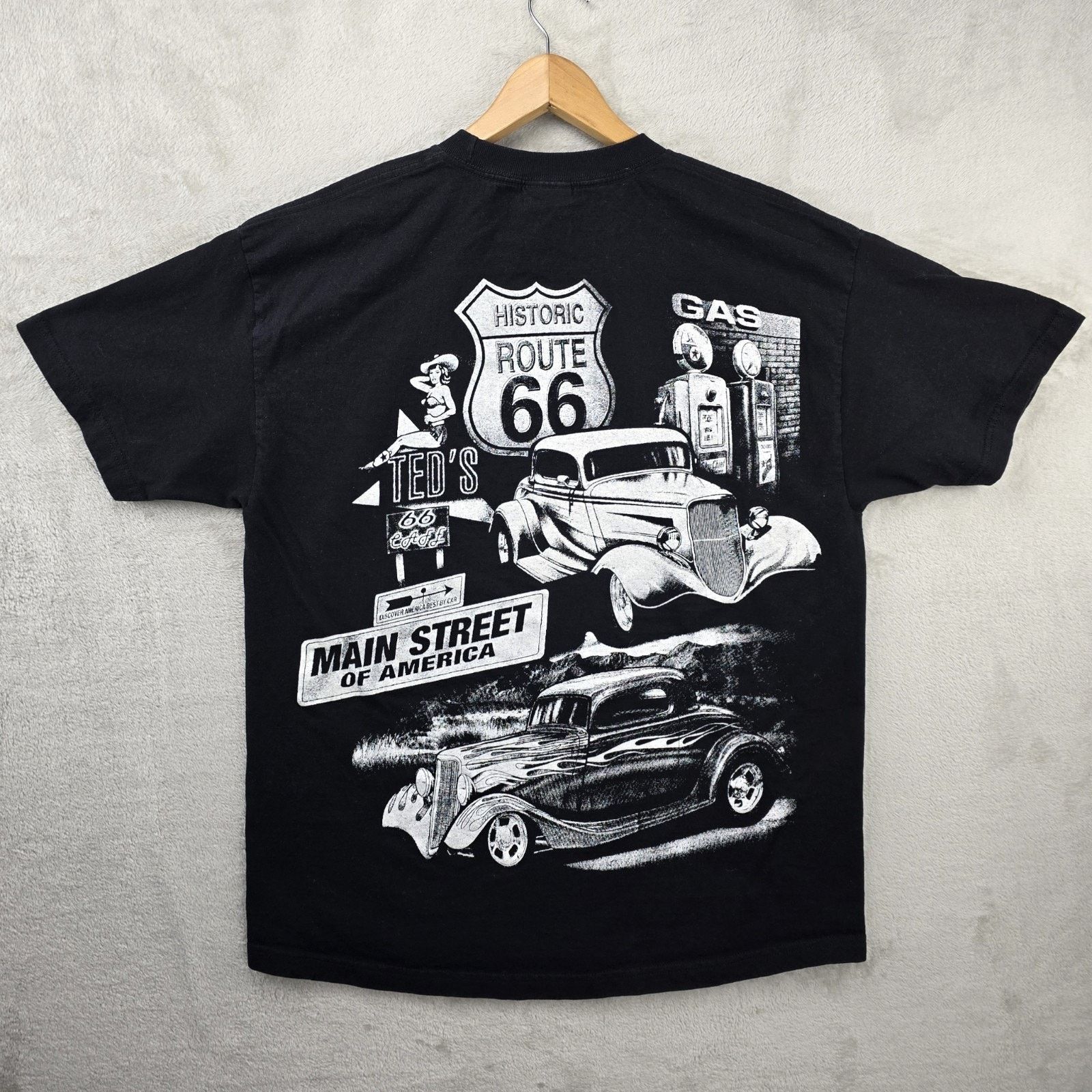 Other Vintage Route 66 Shirt Mens XL Black Classic Cars AOP 90s Size US XL / EU 56 / 4 - 1 Thumbnail