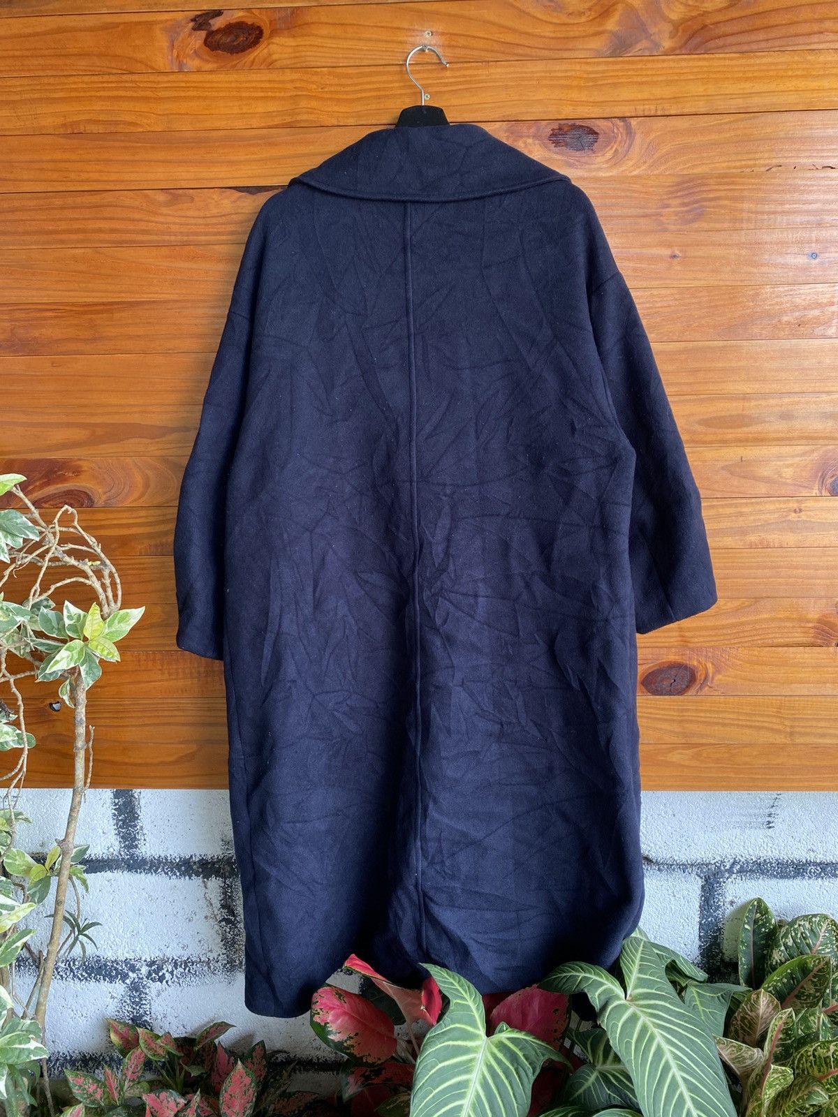 Japanese Brand RILI Tokyo Navy Blue Oversized Long Coat Japanese Minimalist Size ONE SIZE - 7 Thumbnail