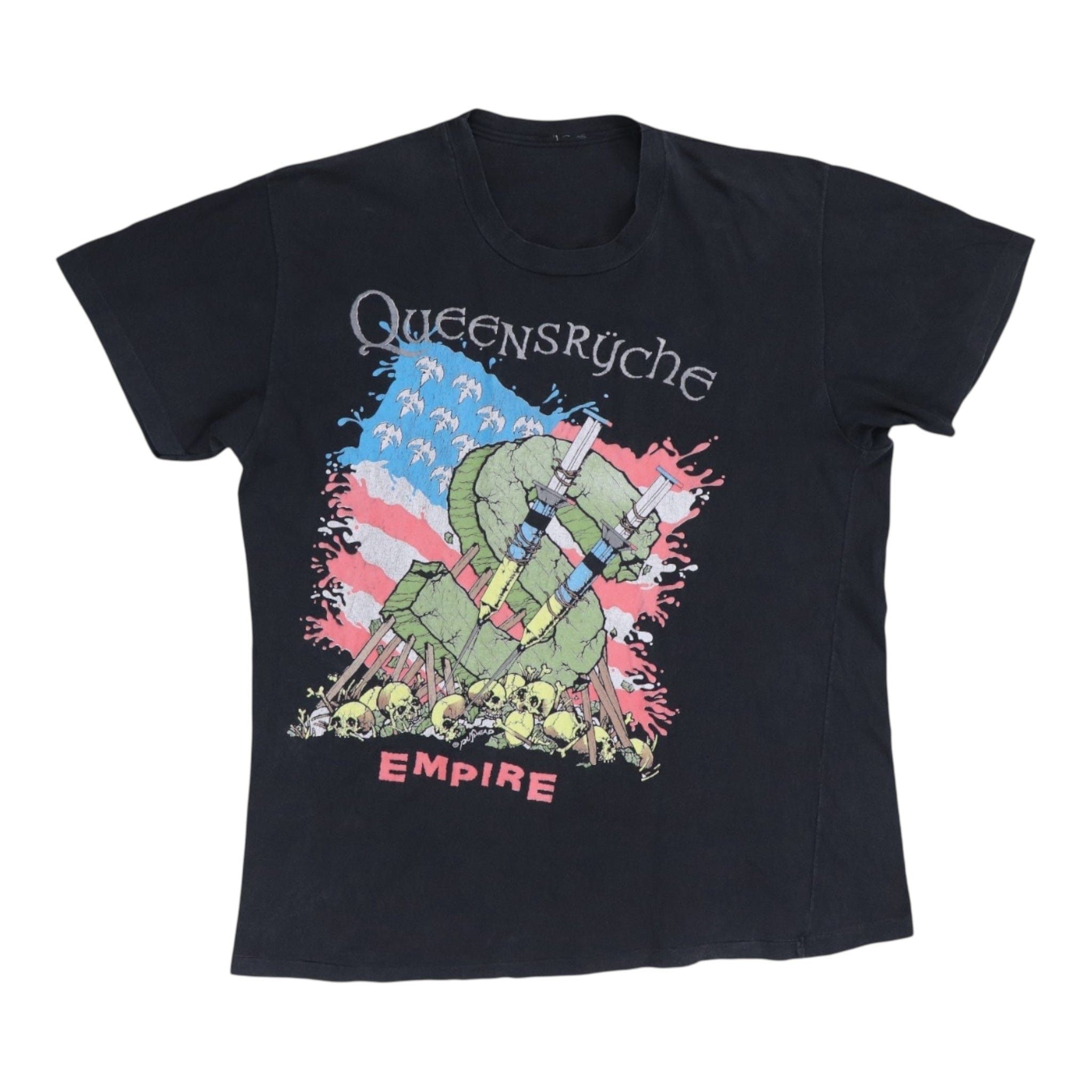Vintage 1991 Queensriche Empire Tour Logo Short Sleeve Tee Shirt Bl Size US L / EU 52-54 / 3 - 1 Thumbnail