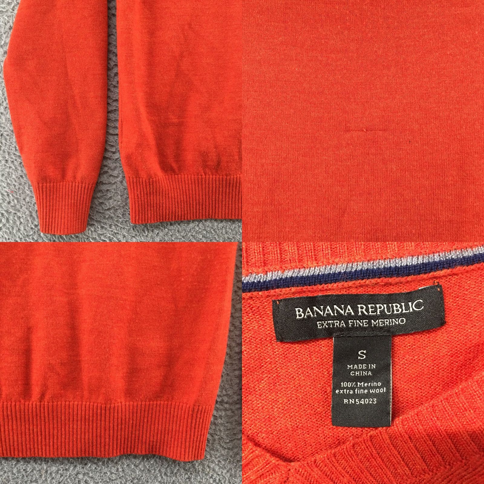 Banana Republic Banana Republic Sweater Mens S Orange Long Sleeve V-neck Merino Extra Fine Wool Shirt Size US S / EU 44-46 / 1 - 10 Thumbnail
