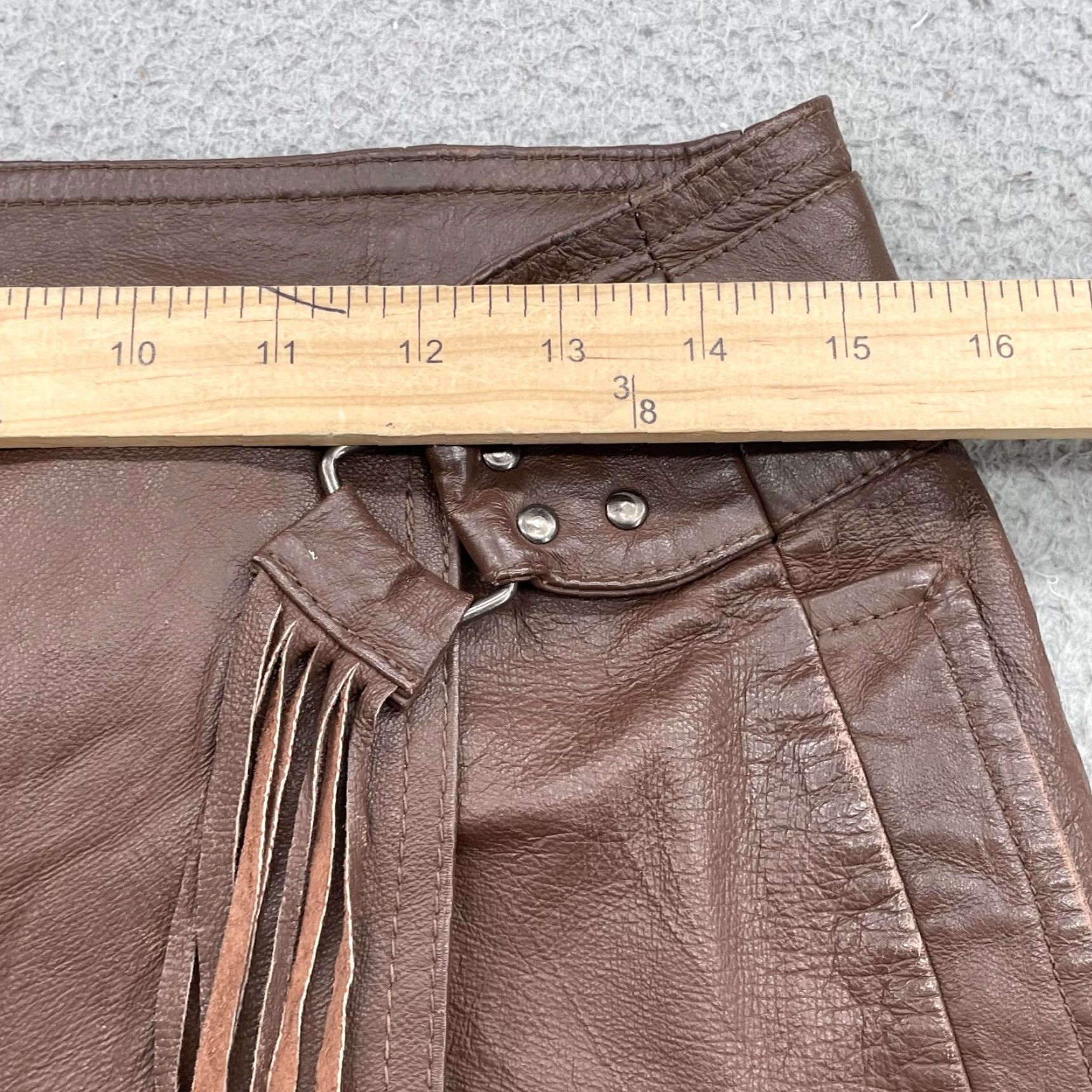 Vintage K-Yen Western Leather Skirt Women's Medium Cognac Brown Boho Chic Rodeo Cowgirl Leather Skirt Size 32" / US 10 / IT 46 - 3 Thumbnail