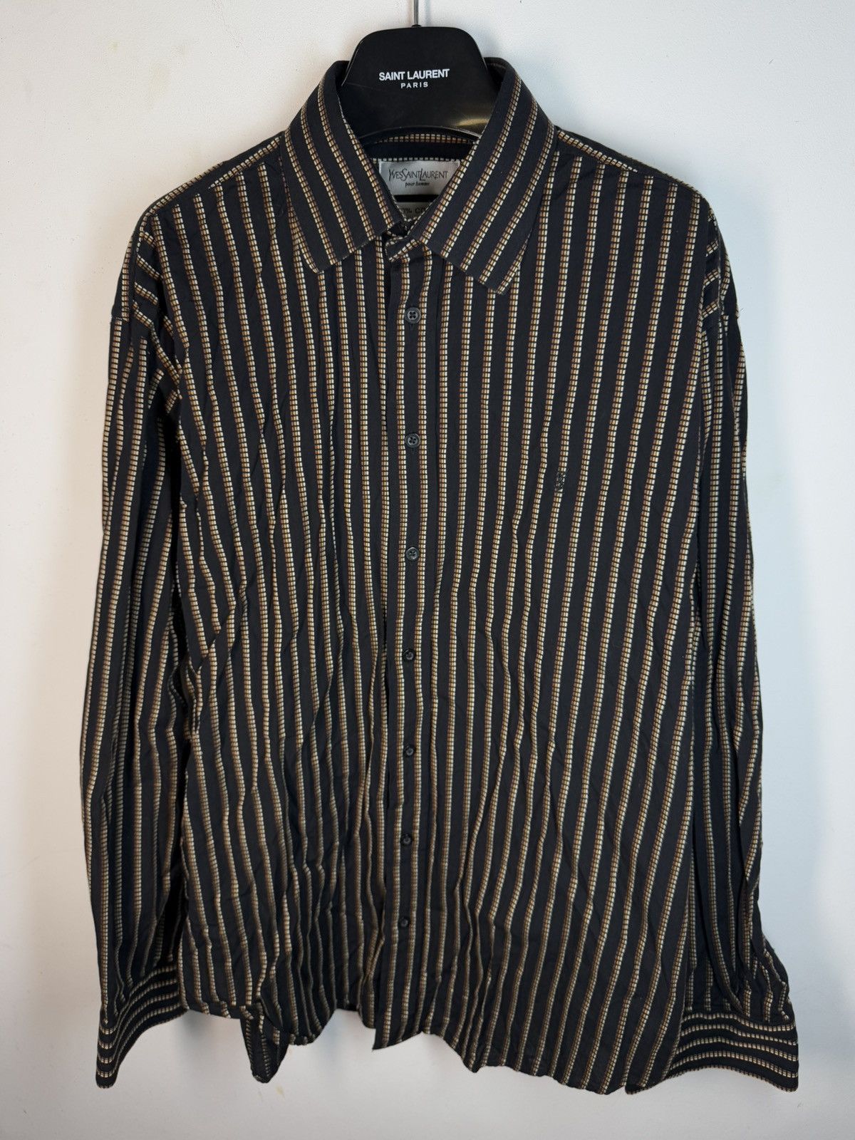 Yves Saint Laurent Black YSL Shirt Striped Size US XL / EU 56 / 4 - 3 Thumbnail