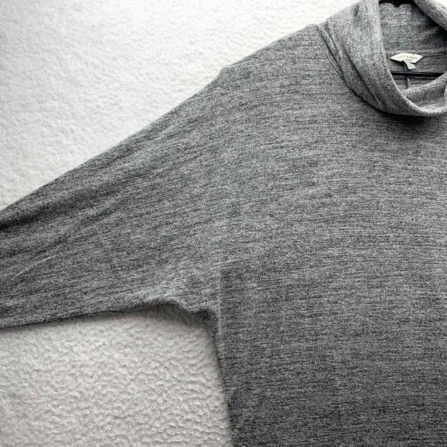 Lucky Brand Lucky Brand Sweater Womens Large Heather Gray Relaxed Mock Neck Soft Thin Preppy Size L / US 10 / IT 46 - 4 Thumbnail