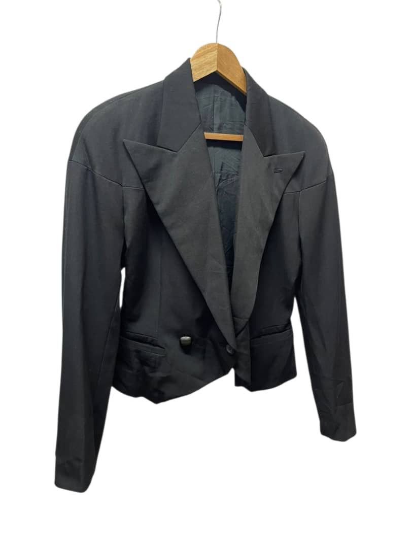 Issey Miyake Vintage 80s Issey Miyake Black Wool Cropped Jacket Blazer Size M / US 6-8 / IT 42-44 - 3 Thumbnail