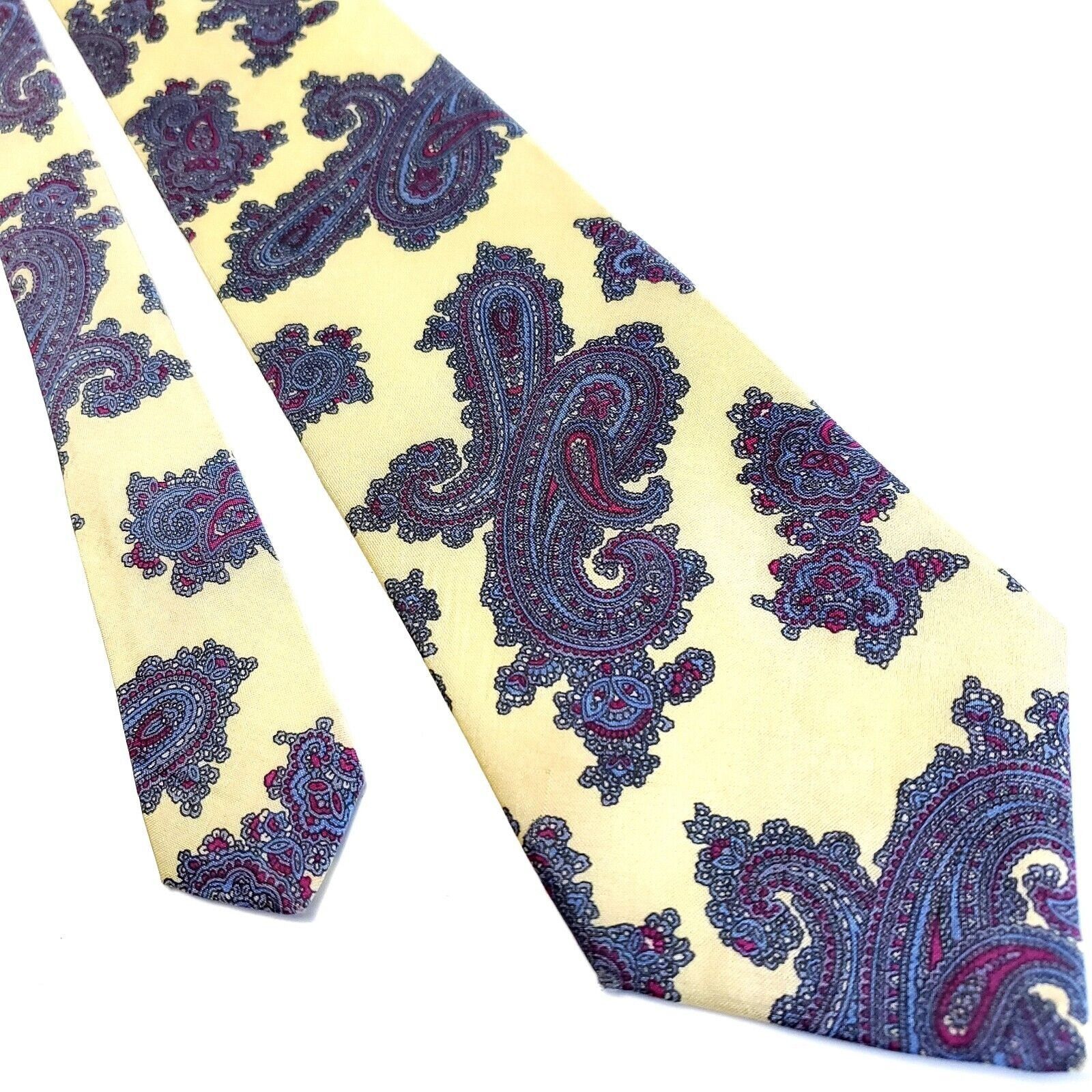 Lord & Taylor Lord & Taylor Yellow Blue Silk Tie Woven Short Paisley Size ONE SIZE - 1 Thumbnail