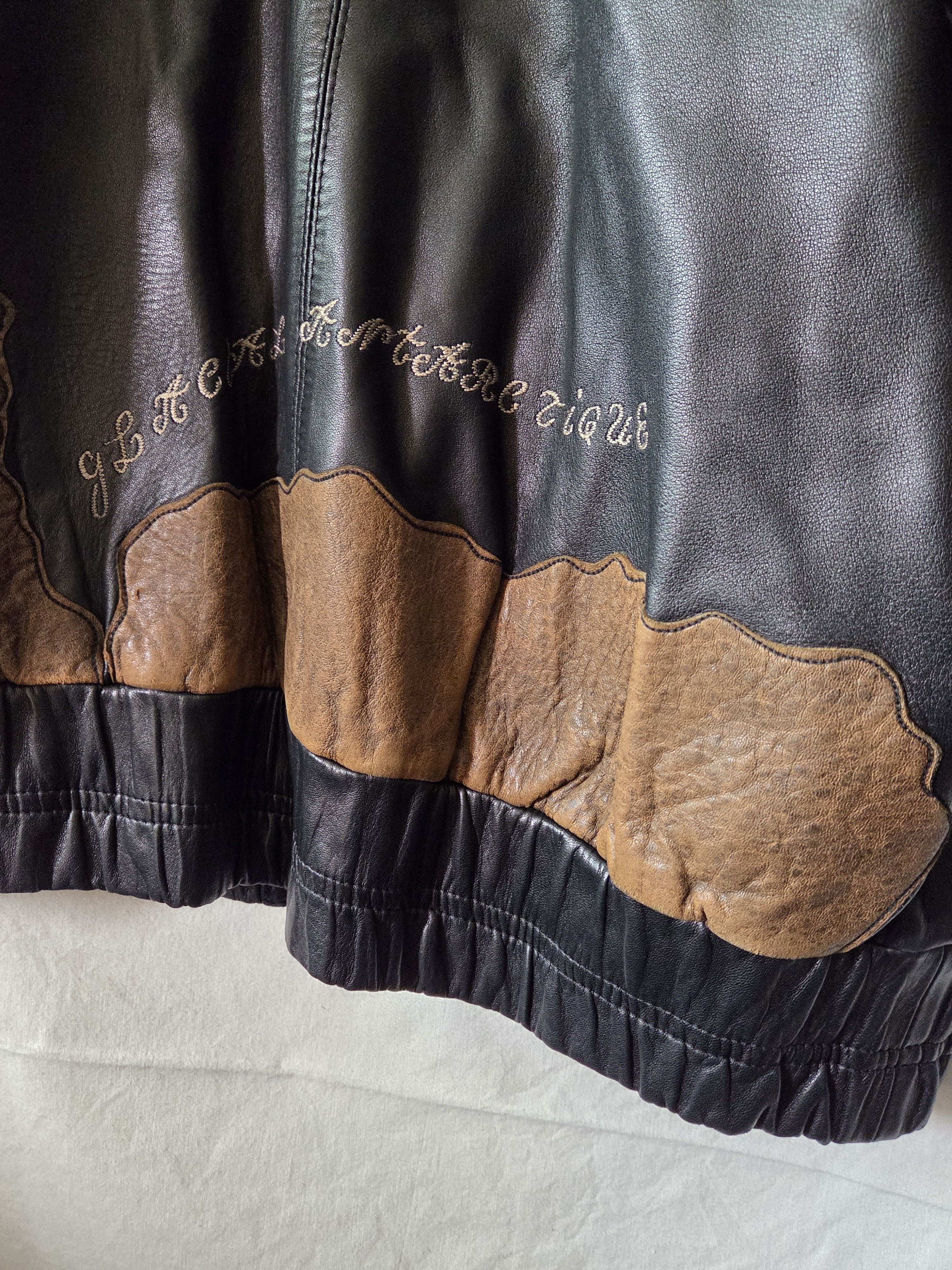 Other World Map Patch Lambskin Leather Jacket Size US L / EU 52-54 / 3 - 13 Thumbnail