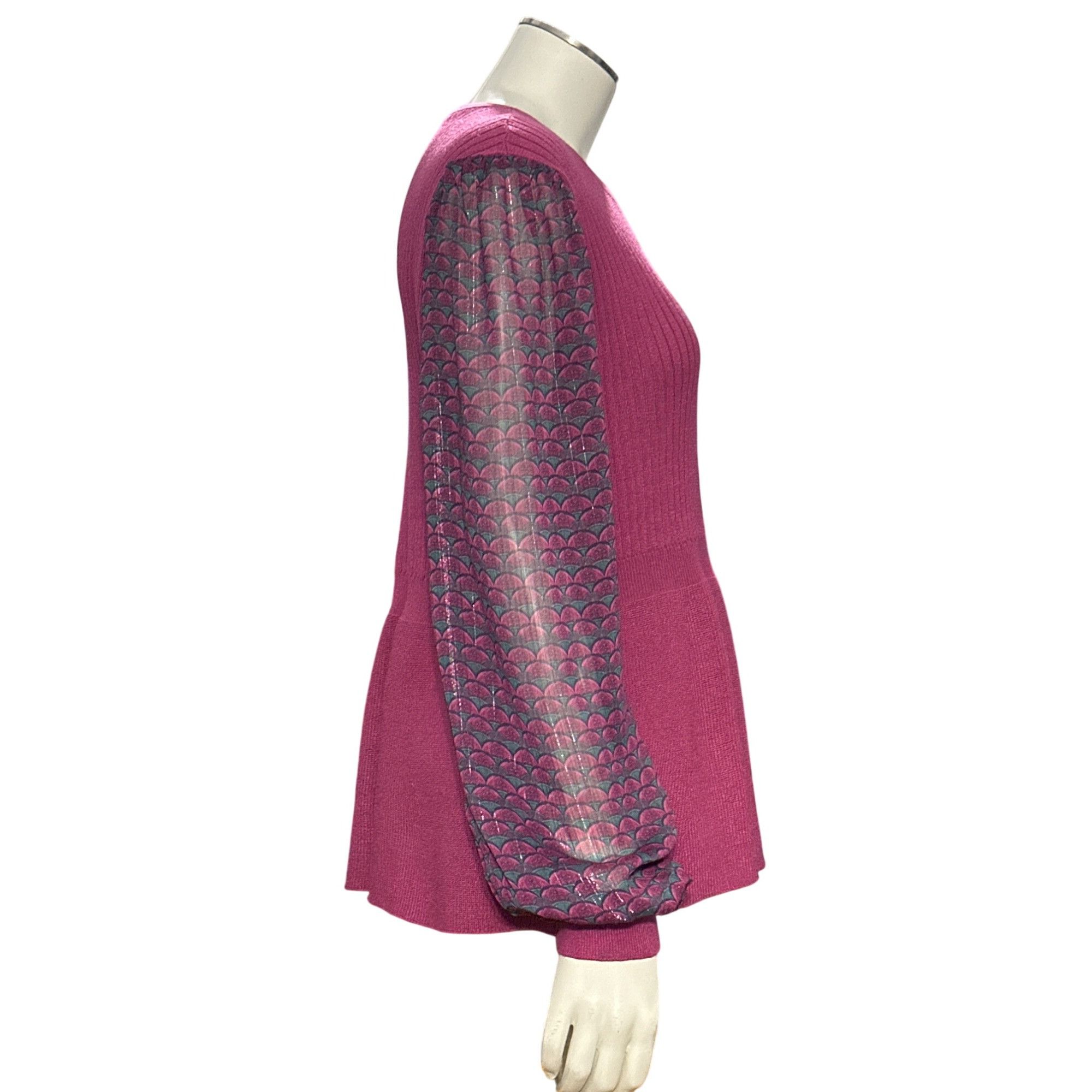 Other 89th Madison NWT Medium Sheer Magenta Haze Knit Peplum Top M Size M / US 6-8 / IT 42-44 - 7 Thumbnail