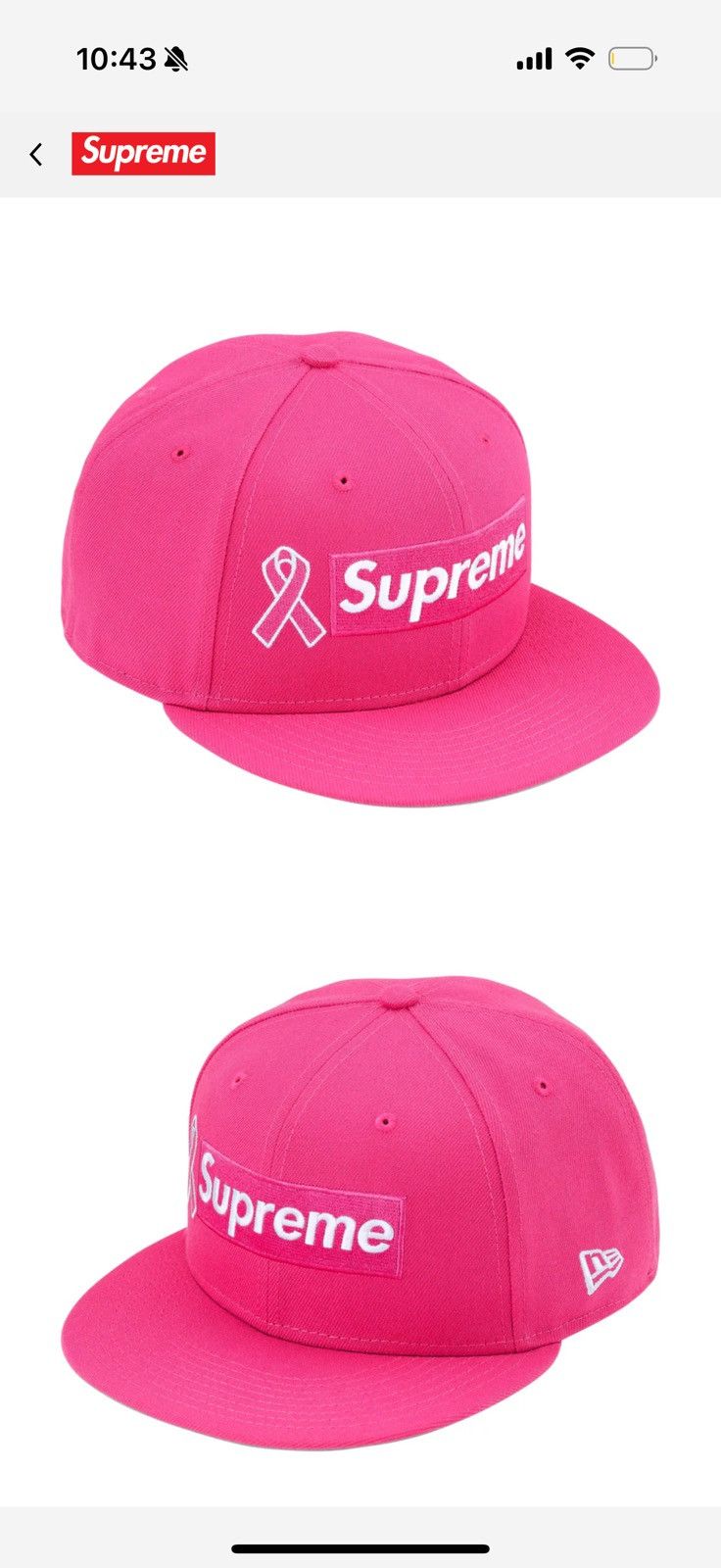 Supreme New Era Breast Cancer Awareness Box Logo Fitted Size ONE SIZE - 4 Thumbnail