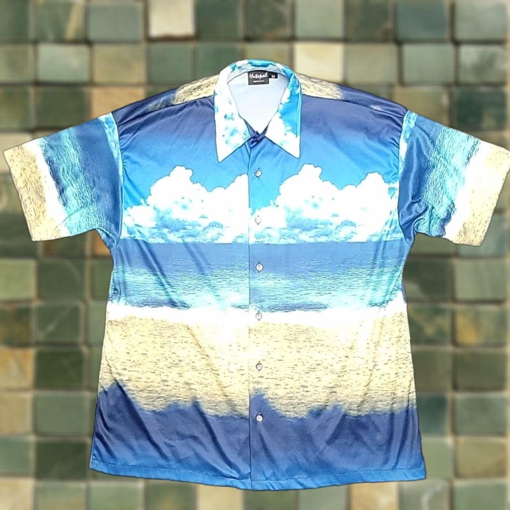 Vintage VINTAGE Hutspah Shirt Mens M Blue Polyester Satin AOP Ocean Beach Disco 70s Shirt Mens M Blue Polyester Satin AOP Ocean Beach Disco 70s Size US M / EU 48-50 / 2 - 1 Thumbnail
