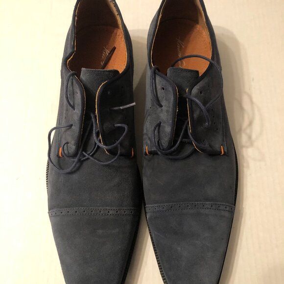image of Kenneth Cole Men's Blue Leather Dress Shoes Size: 13