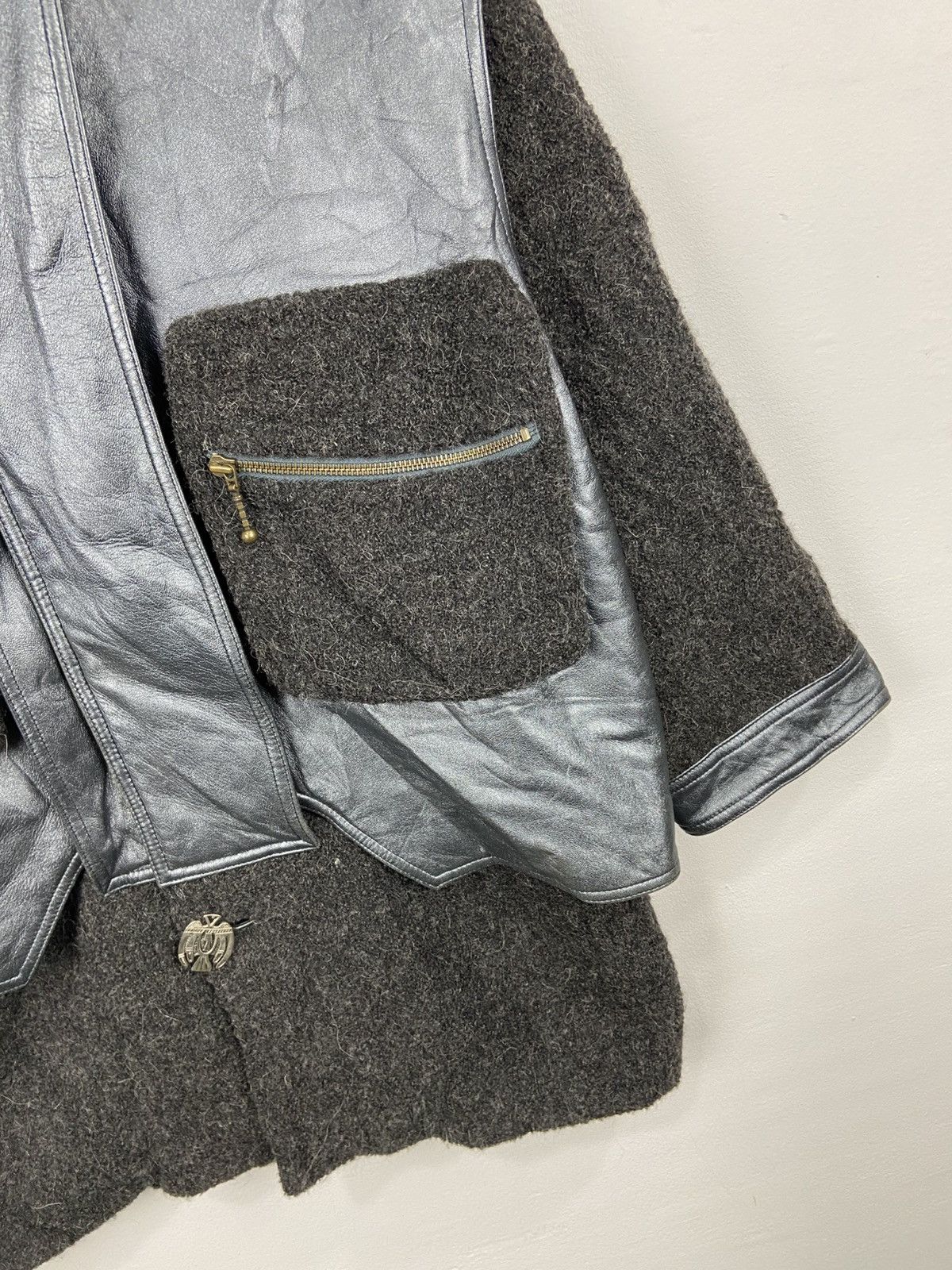 Lancel Vintage Lancel Paris Leather & Wool Hybrid Jacket Size US L / EU 52-54 / 3 - 6 Thumbnail