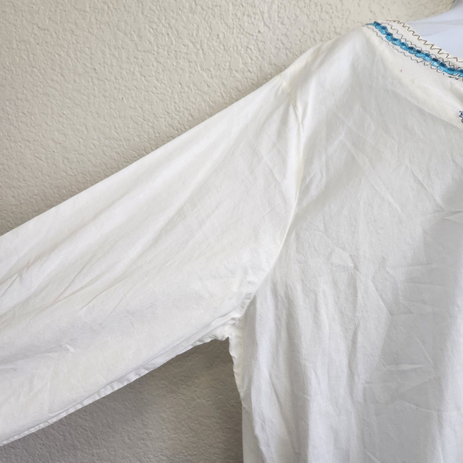 Other Victoria Jones Cream Embroidered Peasant Top 2X Plus NWOTS Size XXL / US 16-18 / IT 52-54 - 3 Thumbnail