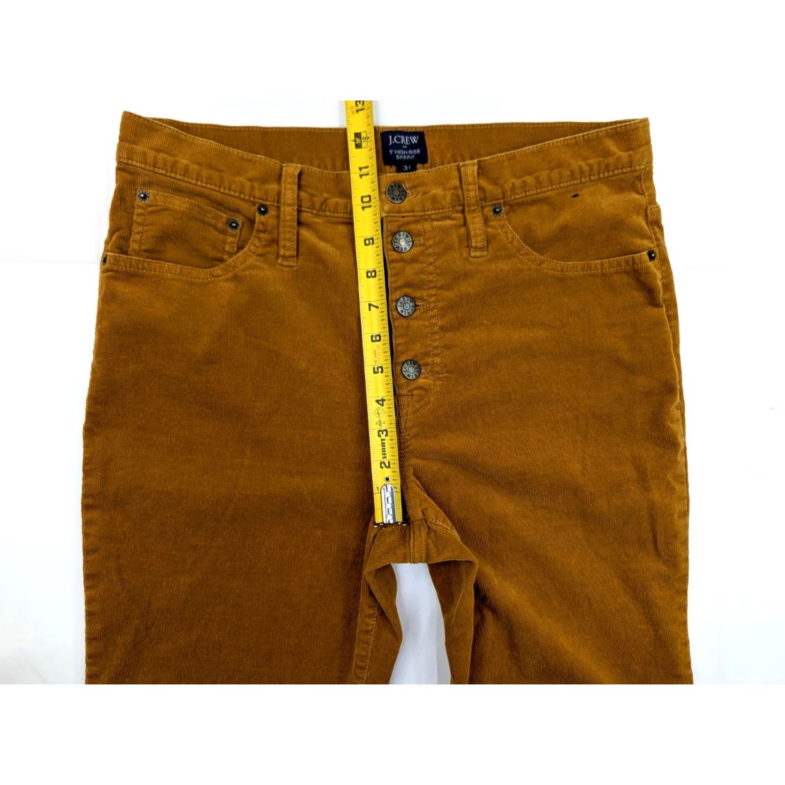 J.Crew J.CREW 9" High-Rise Skinny Pants Womens 33 Honey Mustard Corduroy Button Front Closure Shoes? Size 24" / US 00 / IT 34 - 5 Thumbnail