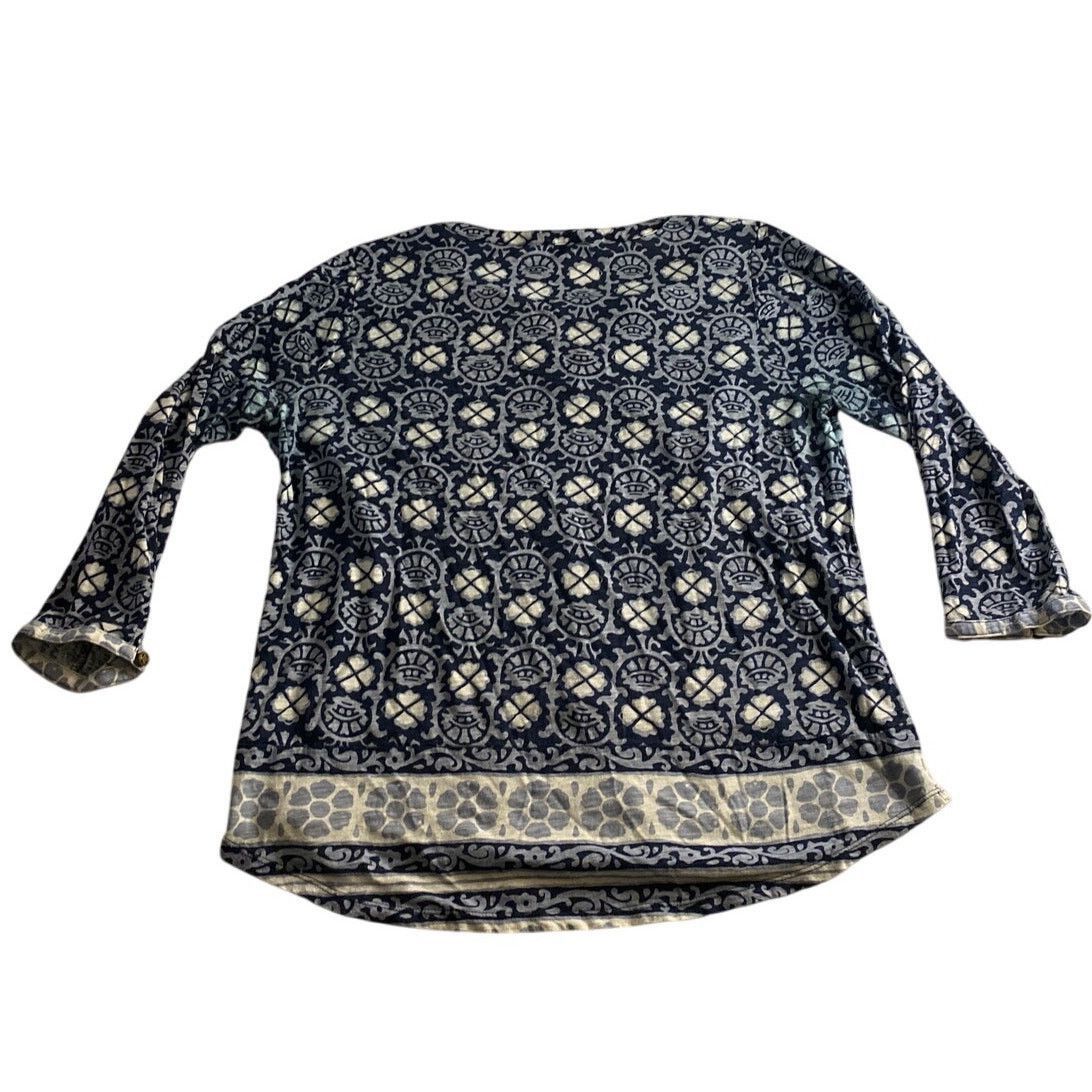 Lucky Brand Boho Navy Floral Border Print Tunic Top Lucky Brand Size XL Size XL / US 12-14 / IT 48-50 - 5 Thumbnail