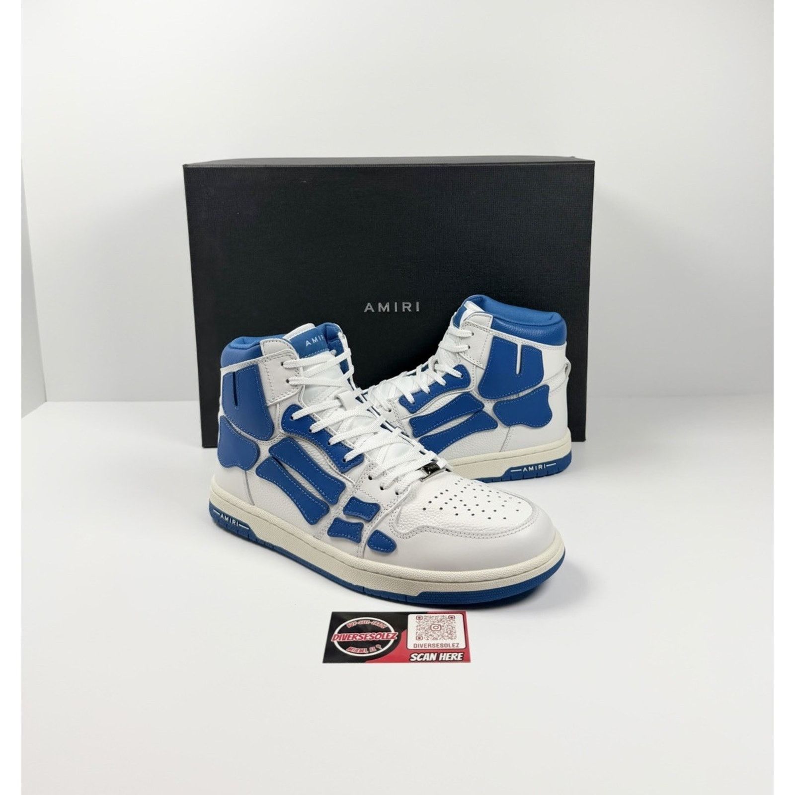 Amiri Size 40EU/7US - Amiri Skel Top High Top White Blue NEW! Size US 7 / EU 40 - 1 Thumbnail