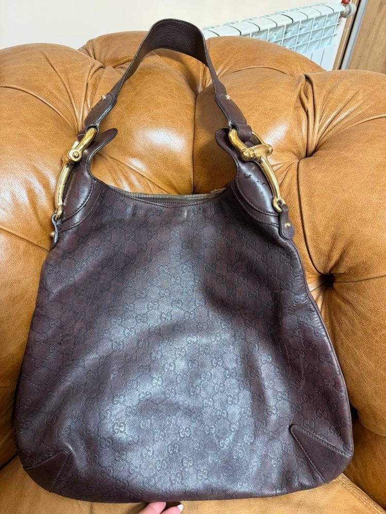Gucci Gucci Leather Horsebit Monogram Hobo Bag Size ONE SIZE - 1 Thumbnail