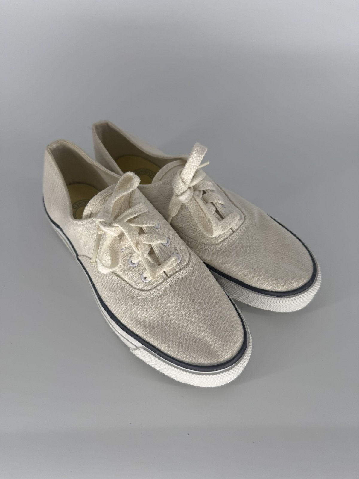 Vintage Keds White Canvas Old School Boat Shoes Size 5.5