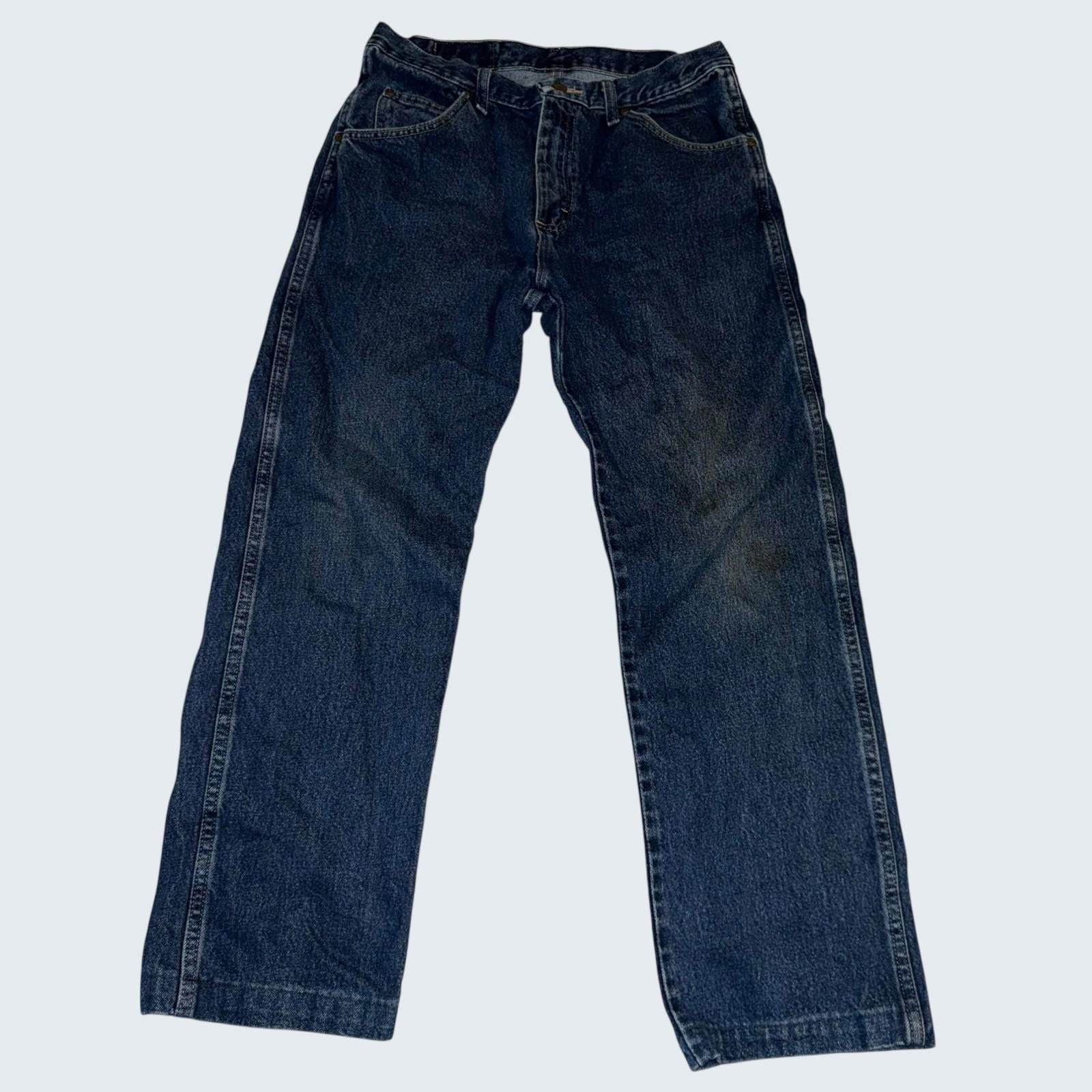 Wrangler Wrangler Mens Regular Fit Jeans 32x30 Dark Wash Denim Size US 32 / EU 48 - 2 Thumbnail
