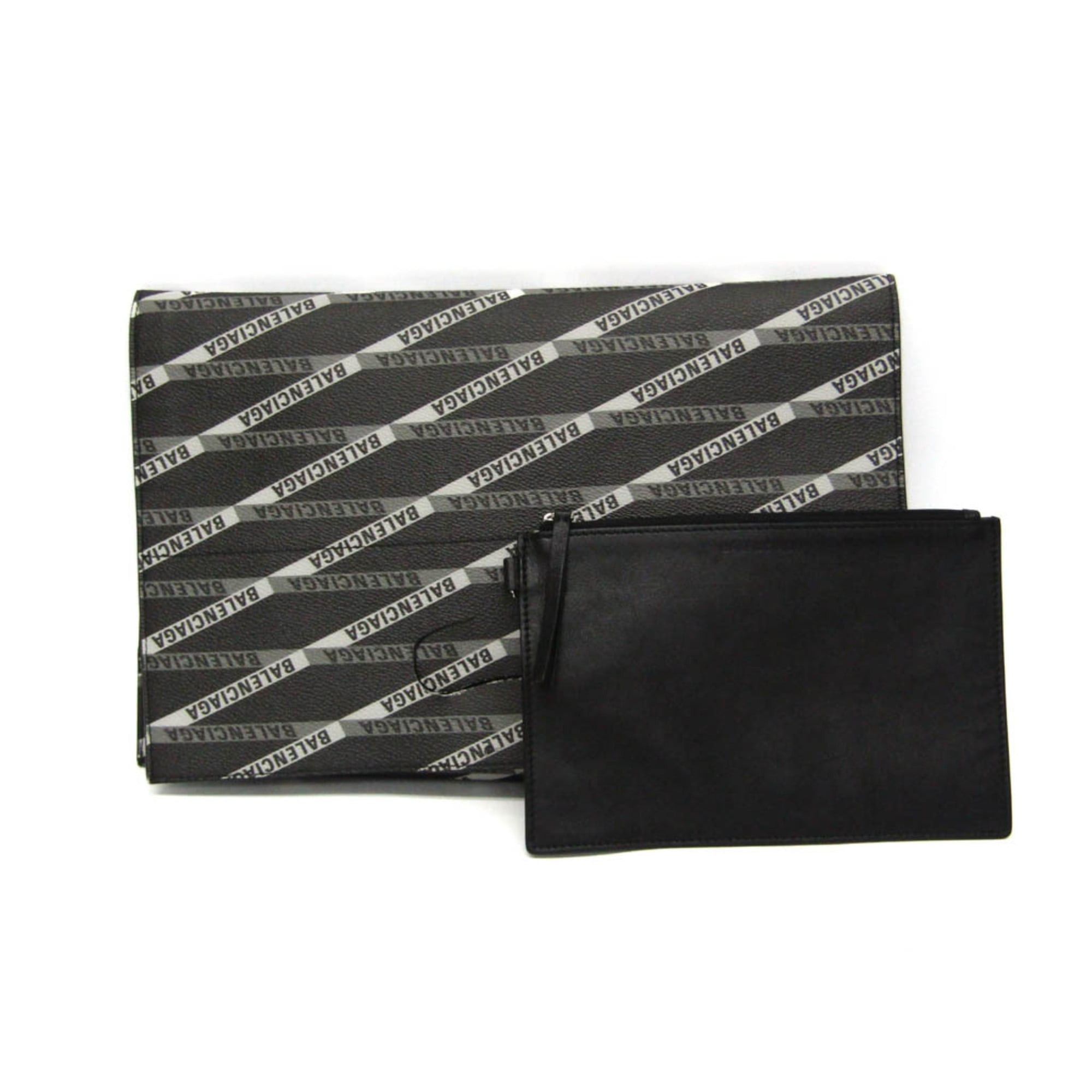 Balenciaga Balenciaga Logo Print 544310 Women,Men Leather Clutch Bag,Handbag Black,Gray Size ONE SIZE - 1 Thumbnail