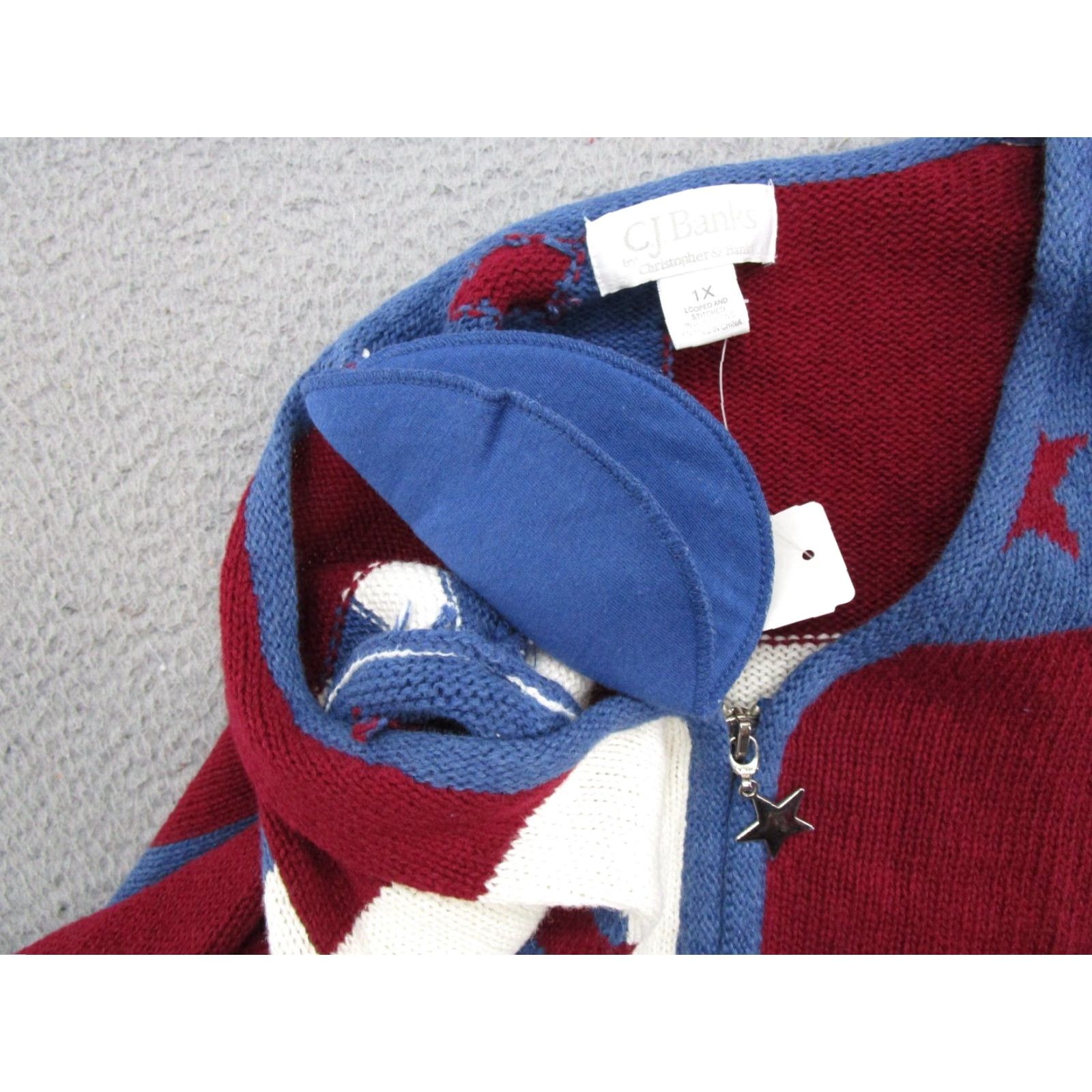 Vintage **VTG CJ Checkered Patriotic Women's 1X Cardigan** User: VTG CJ Checkered Patriotic Women's Size 1X Cardigan Size XL / US 12-14 / IT 48-50 - 5 Thumbnail