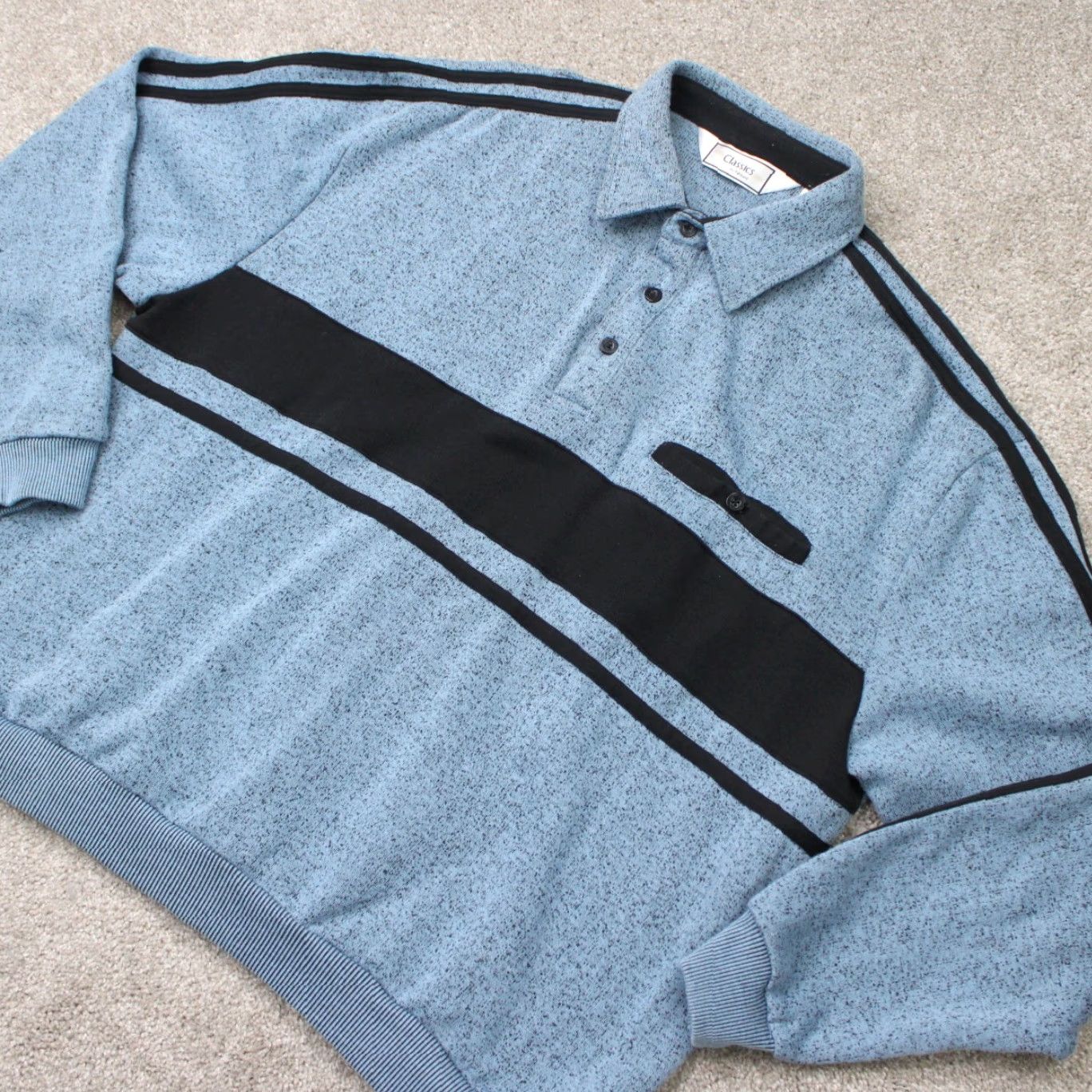 Vintage Classics by Palmland Polo Shirt Mens Blue Cotton/Polyester Long Sleeve Pullover Size US L / EU 52-54 / 3 - 4 Thumbnail