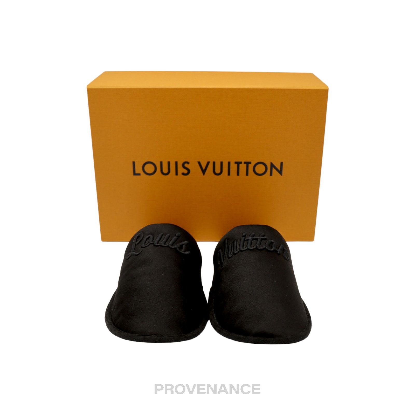 Louis Vuitton 🔴 Louis Vuitton Slipper - Script Embroidered Black Size US 7 / IT 37 - 1 Thumbnail