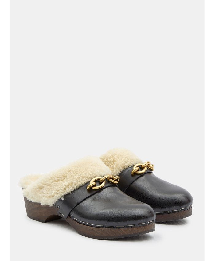 o1s1wg110924 Le Maillon Clogs Leather Shearling Multicolor