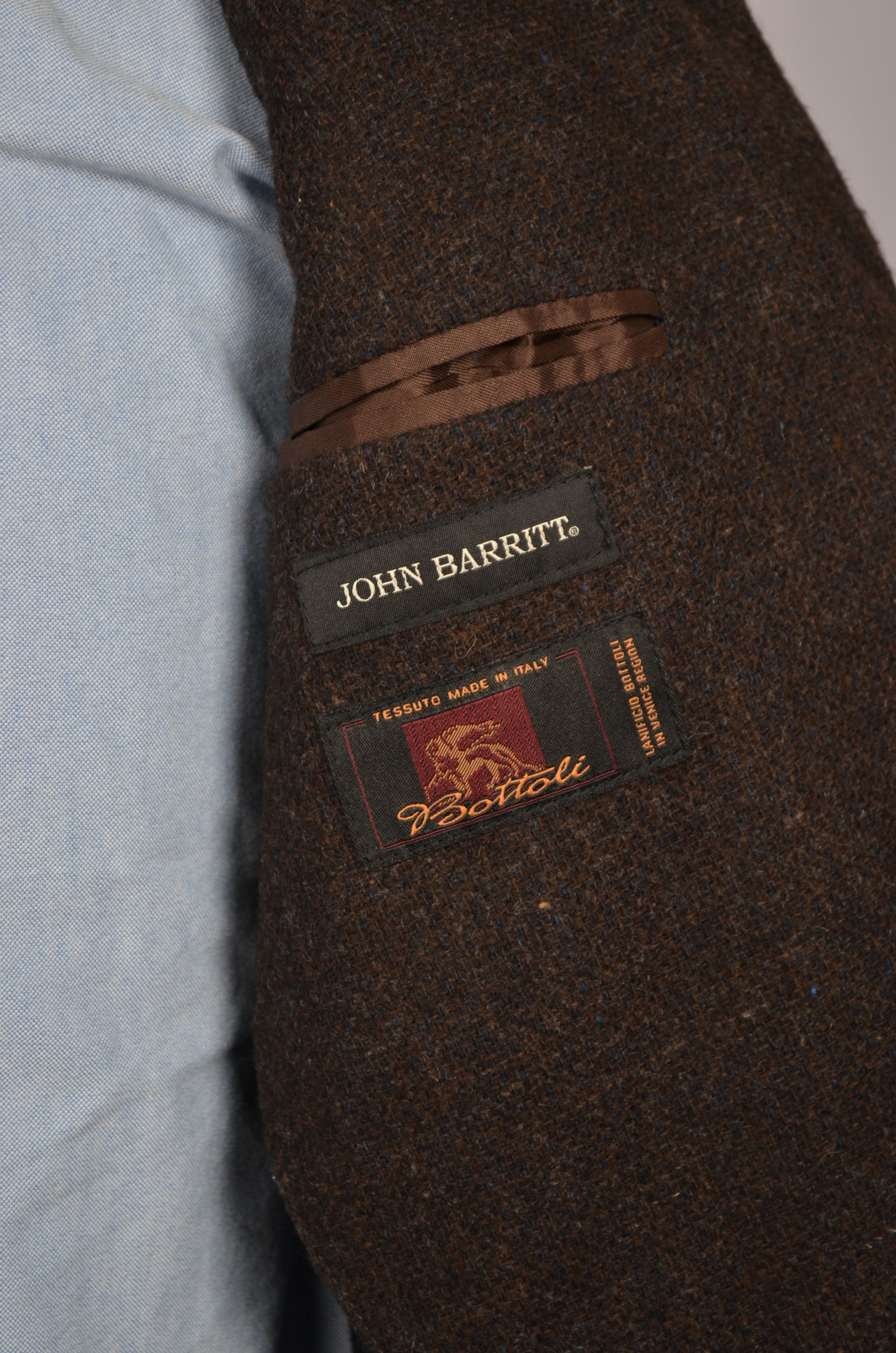 Designer John Barritt Bottoli Knit Wool Brown Unlined Blazer Jacket Size 40R - 12 Thumbnail