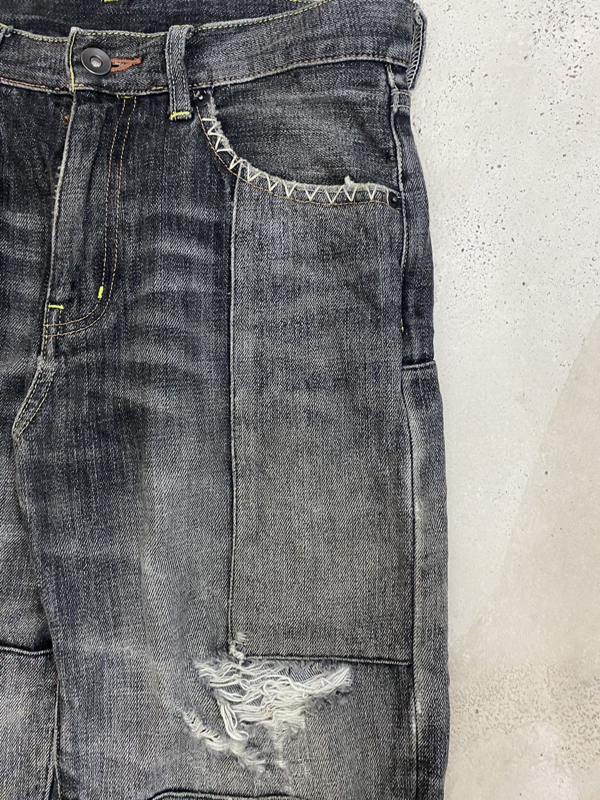 If Six Was Nine × Japanese Brand × Le Grande Bleu (L.G.B.) Uniqlo Edition Custom Patchwork Black Stone Washed Distress Size US 28 / EU 44 - 9 Thumbnail