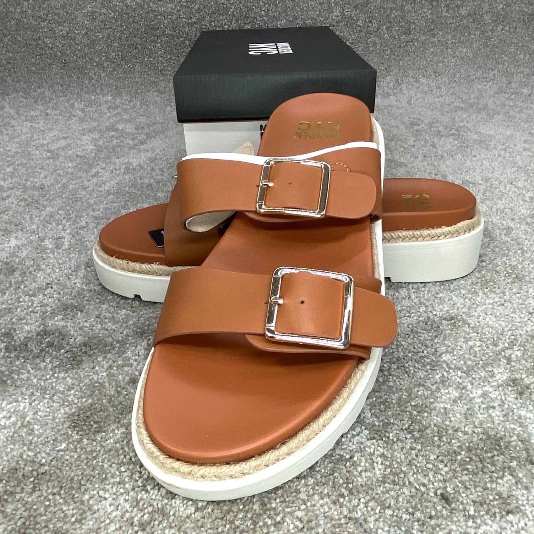 Steve Madden Steve Madden NYC Women’s Platform Sandals Women’s Size 11 Tan Raffia Buckle Ankle Strap Rubber Outsole Summer Casual Size US 11 / IT 41 - 2 Thumbnail