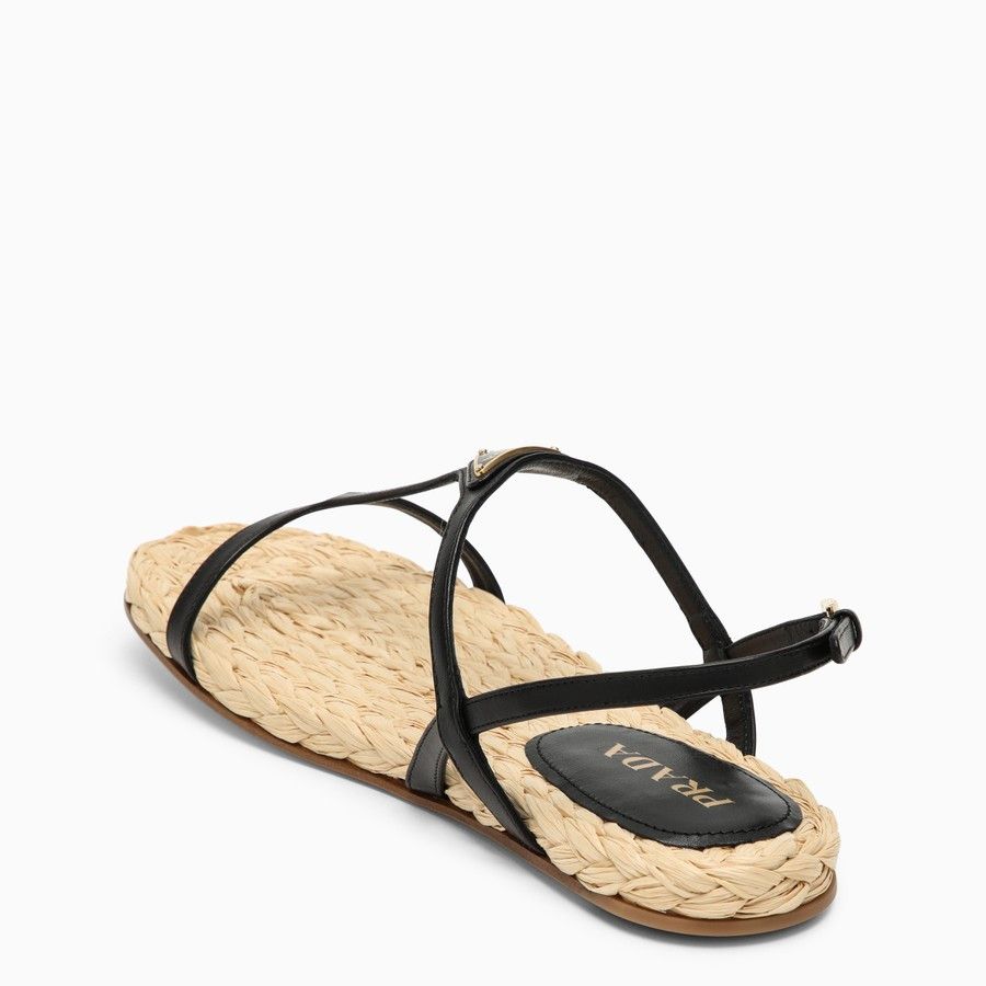 Prada o1d2blof0924 Logo Sandals in Black Size US 7 / IT 37 - 4 Thumbnail