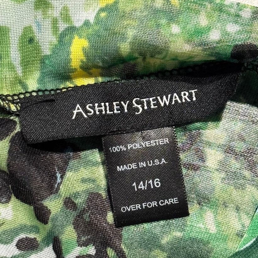 Other Y2K Top Butterfly Sleeve Ruched Abstract Sheer Green 14/16 Size XL / US 12-14 / IT 48-50 - 4 Thumbnail
