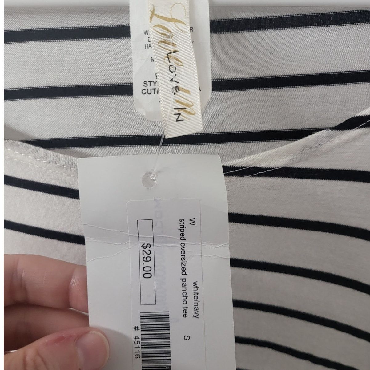 Other Love In White/Navy Striped Rayon Poncho Tee - Small Size S / US 4 / IT 40 - 3 Thumbnail