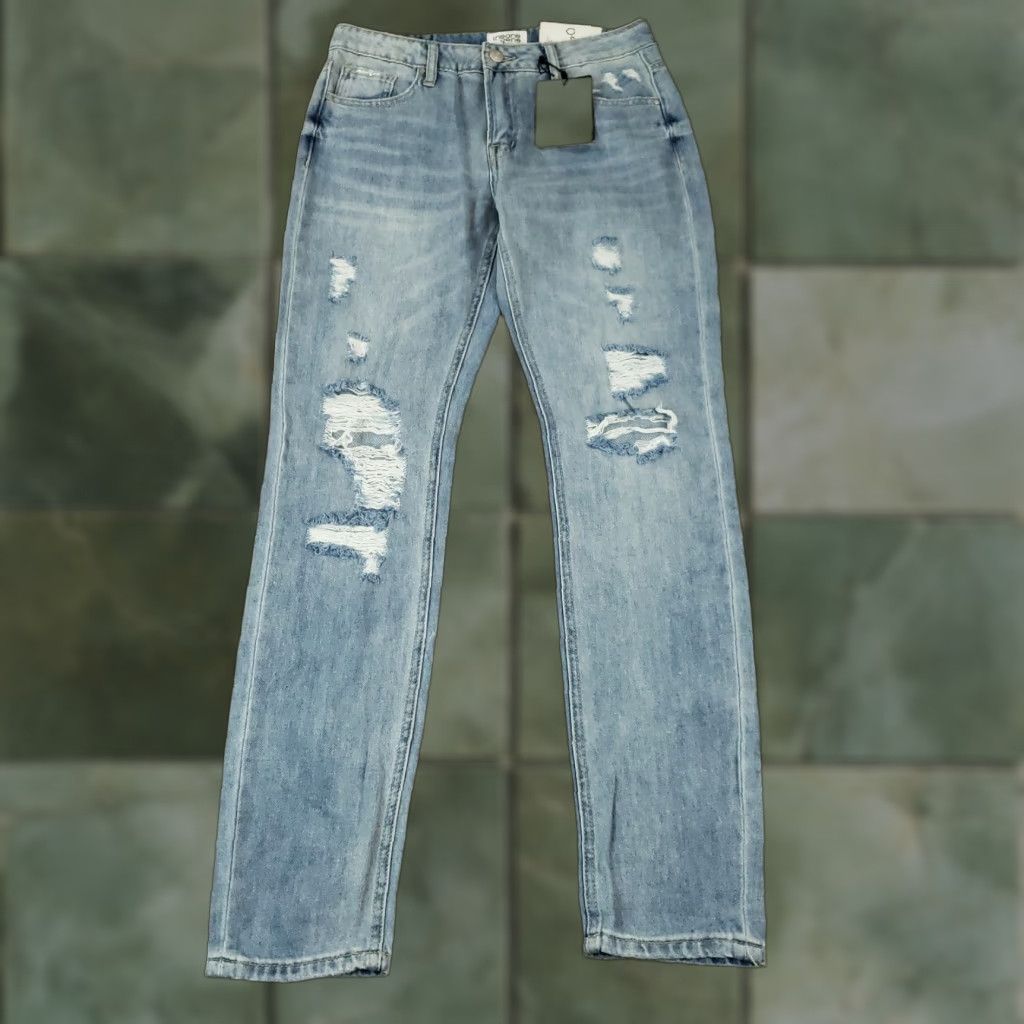 Vintage Insane Gene Jeans Womens Blue Hi- Rise Straight Ankle Casual Distressed 3/25 Size 26" / US 2 / IT 38 - 1 Thumbnail
