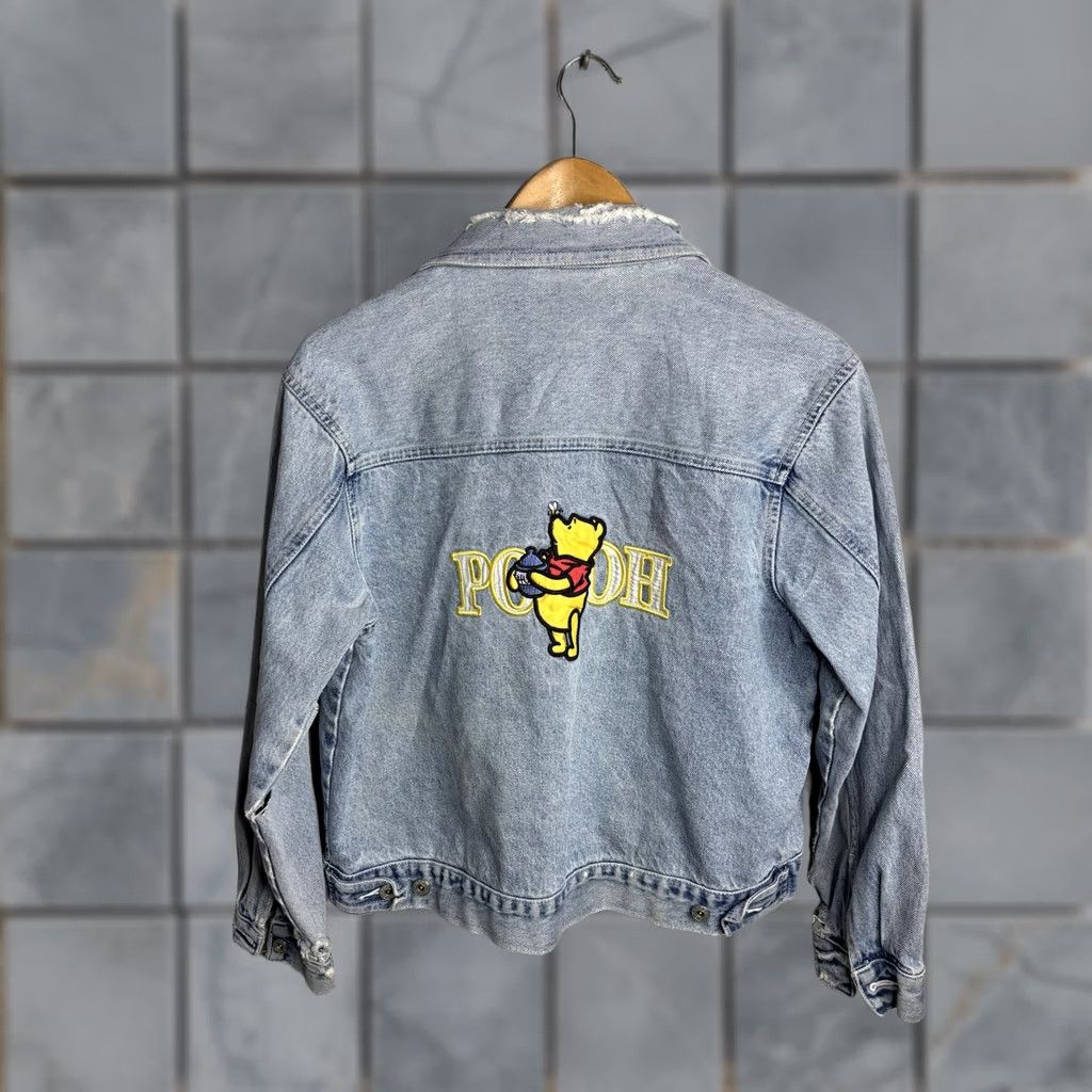 Disney Disney Pooh Denim Jacket Womens Large Blue Embroidered Winnie the Pooh Graphic Size L / US 10 / IT 46 - 1 Thumbnail