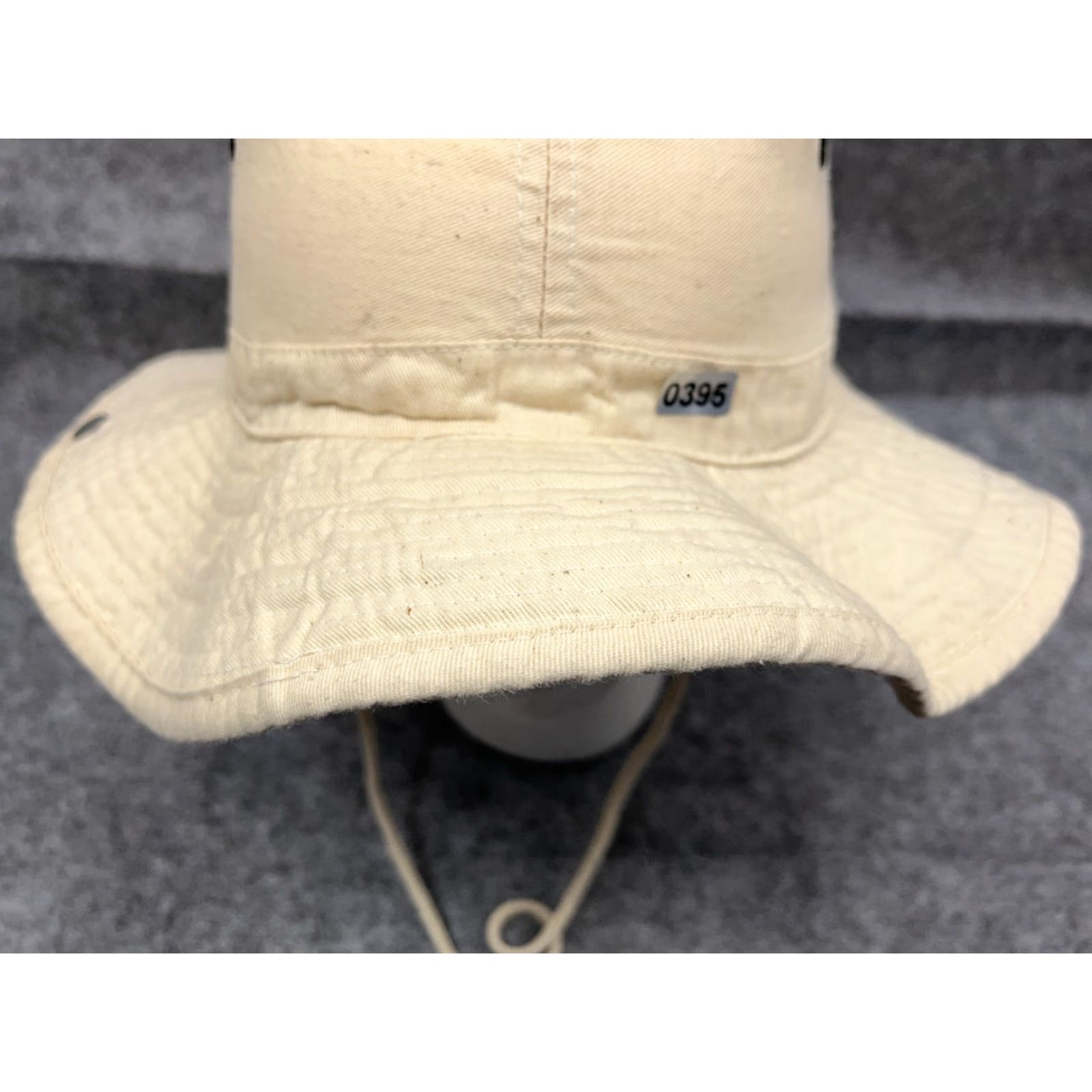 Vintage Bucket Sun Hat Adult Small Ivory Beige Cotton Fish Hike Hunt Camp Outdoors Camping Fish Hunting Logo Ski Size ONE SIZE - 3 Thumbnail