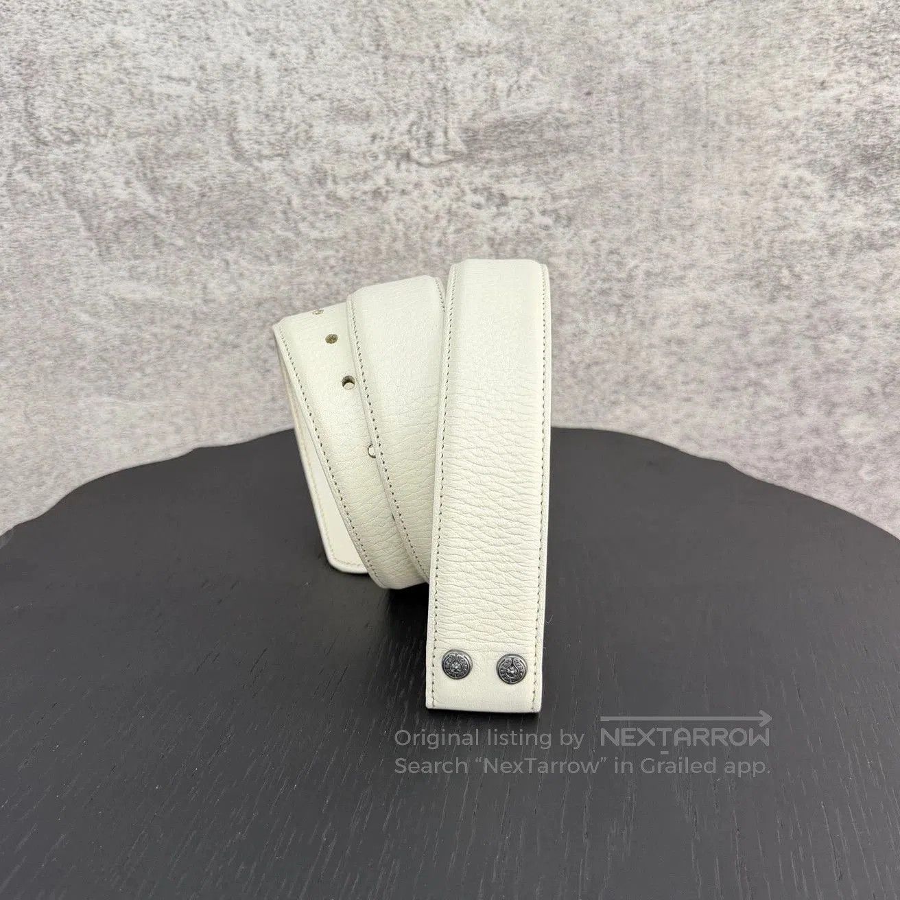 chrome hearts white leather belt size 38.
