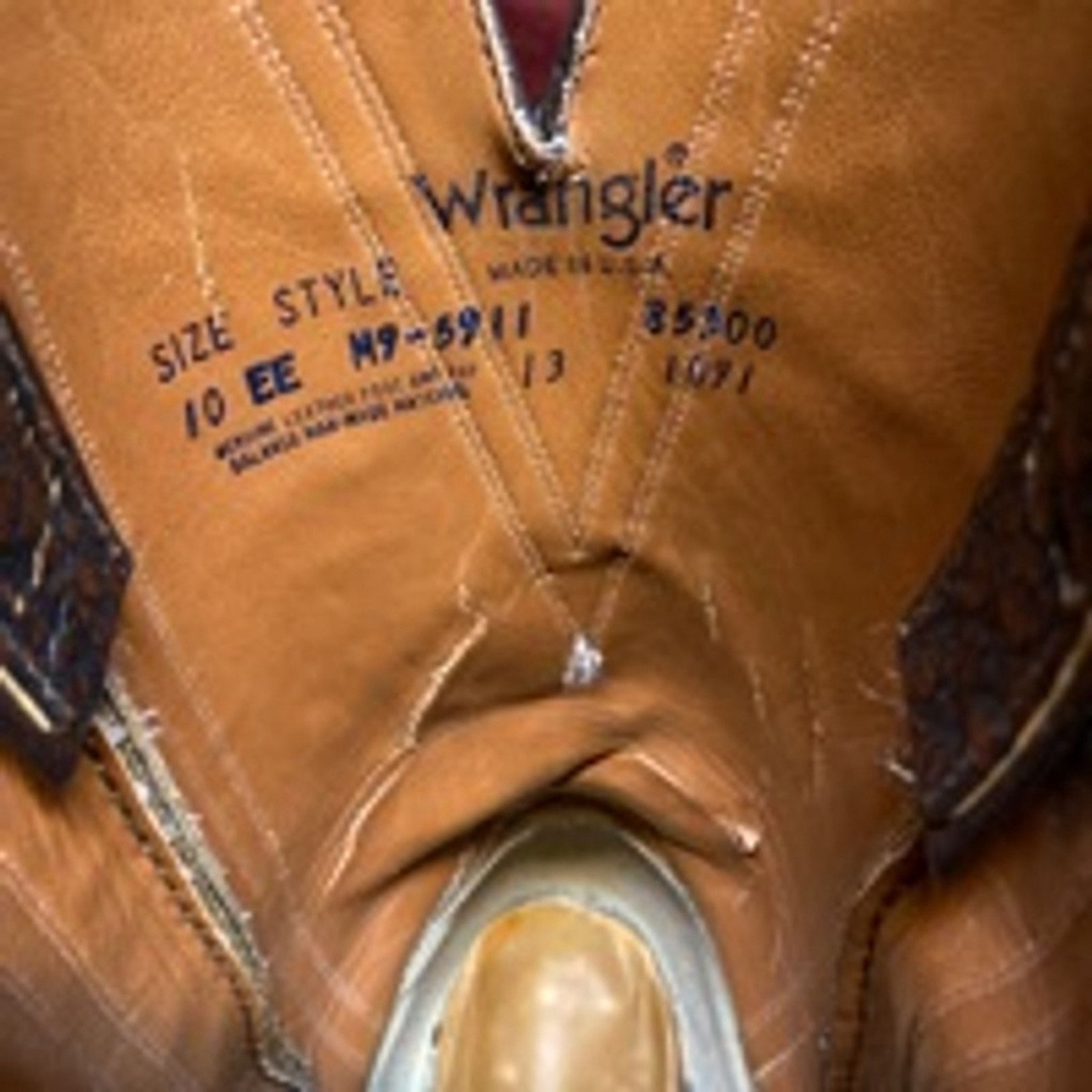 Wrangler Vintage Western Brown Leather Cowboy Boots Wrangler USA 10EE Size US 10 / EU 43 - 7 Thumbnail