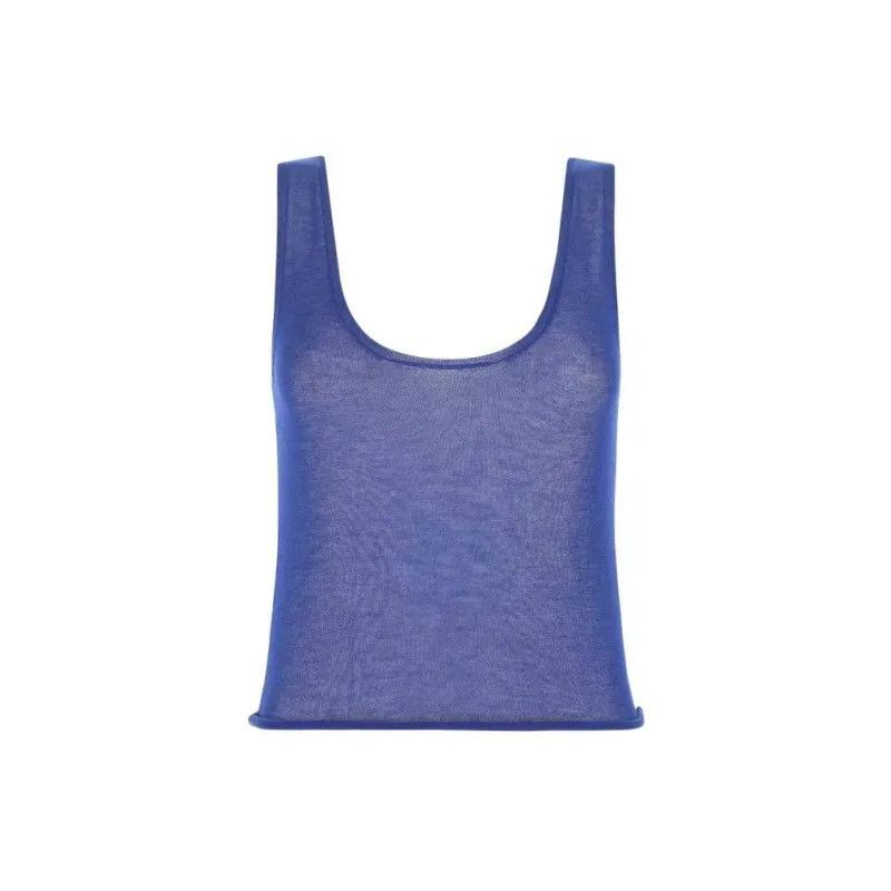 Saint Laurent Paris o1s1wg111024 Sheer Sleeveless Tank Top in Blue Size M / US 6-8 / IT 42-44 - 1 Thumbnail