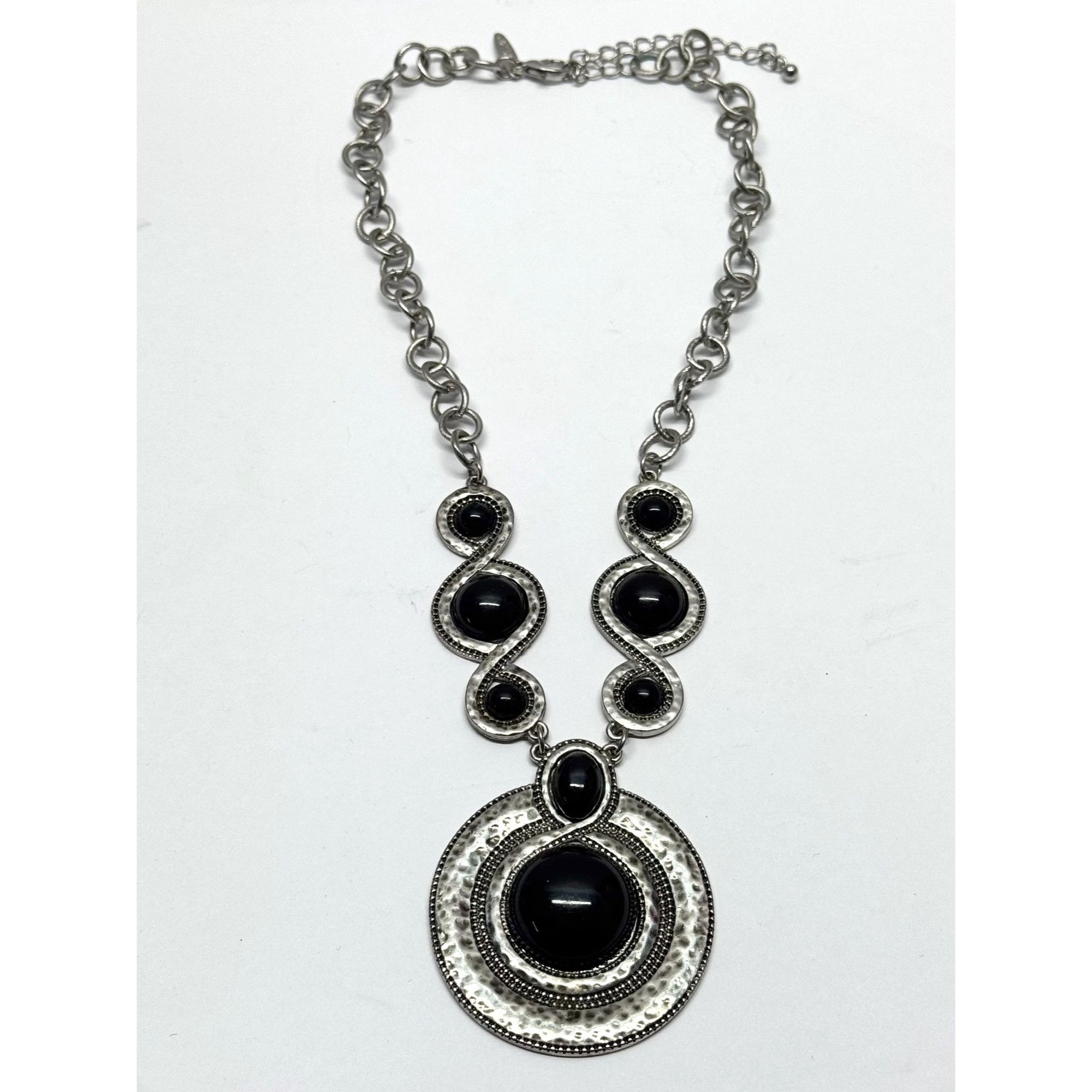 Avenue Avenue black silver pendant necklace Size ONE SIZE - 1 Thumbnail