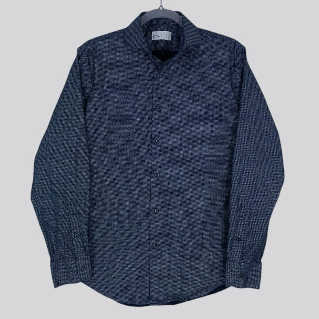 Nordstrom Nordstrom Rack Navy Blue Polka Dot Trim Fit Button Down Size US M / EU 48-50 / 2 - 1 Thumbnail