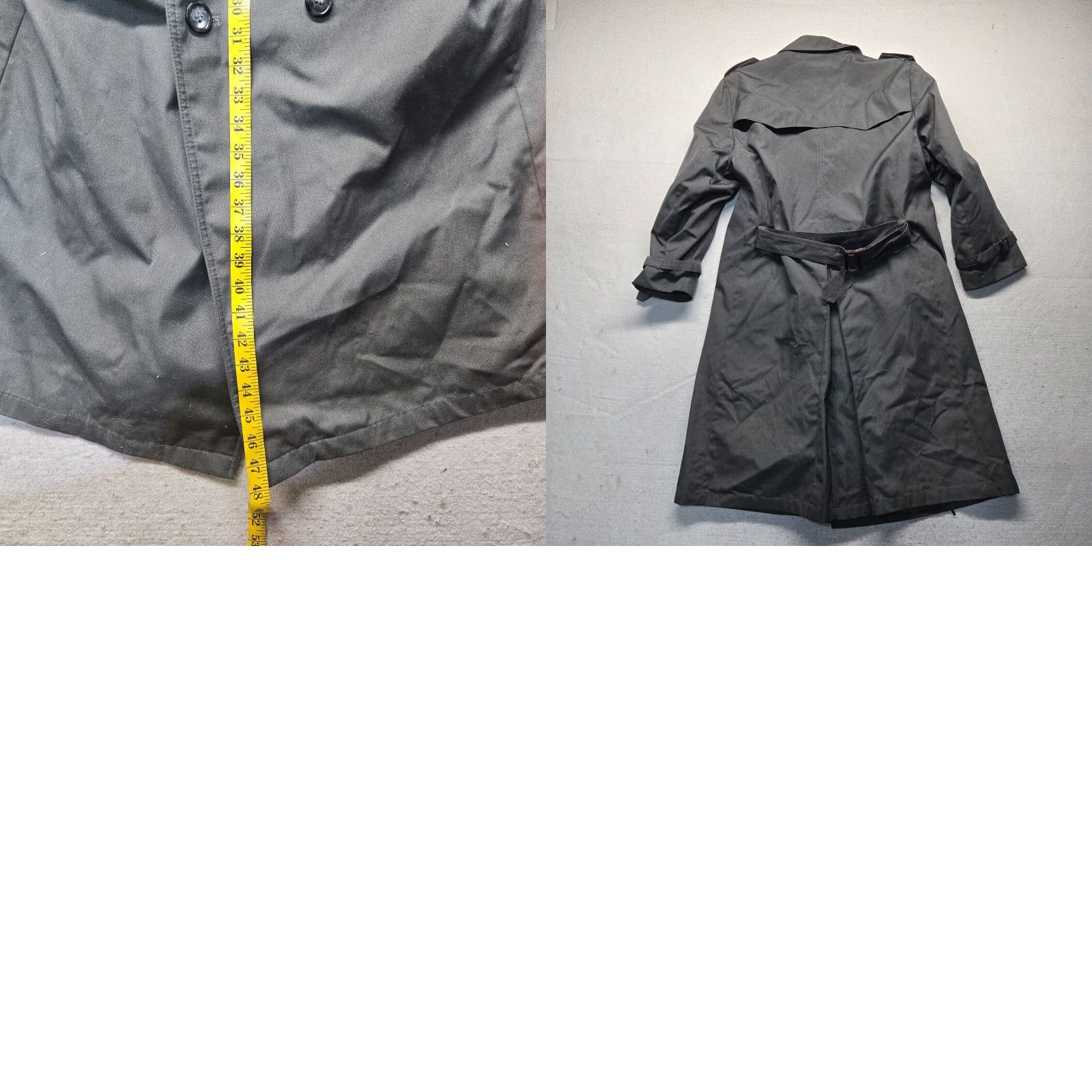 Doublet Vintage Men's Gray Double Breasted Trench Coat Rain Jacket 40R Cotton Blend Classic Style Size US XXS / EU 40 - 8 Thumbnail
