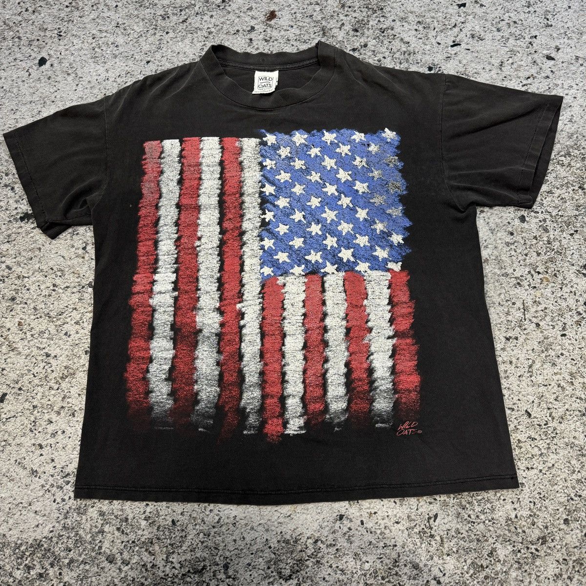 Vintage 90s Faded Thrashed American Flag Tee ERD Grunge Biker Size US L / EU 52-54 / 3 - 5 Thumbnail