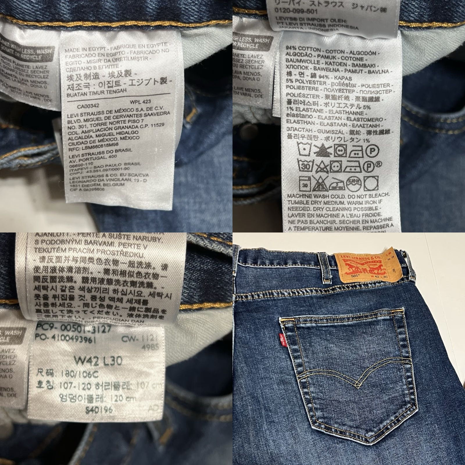 Levi's VINTAGE Levis 501 Jeans Mens Button Fly Denim Straight Original Fit 42x29 42x30 Blue 5-Pocket Regular Mens Classic Levi'S 501 Series Jeans Set Size US 42 / EU 58 - 8 Thumbnail