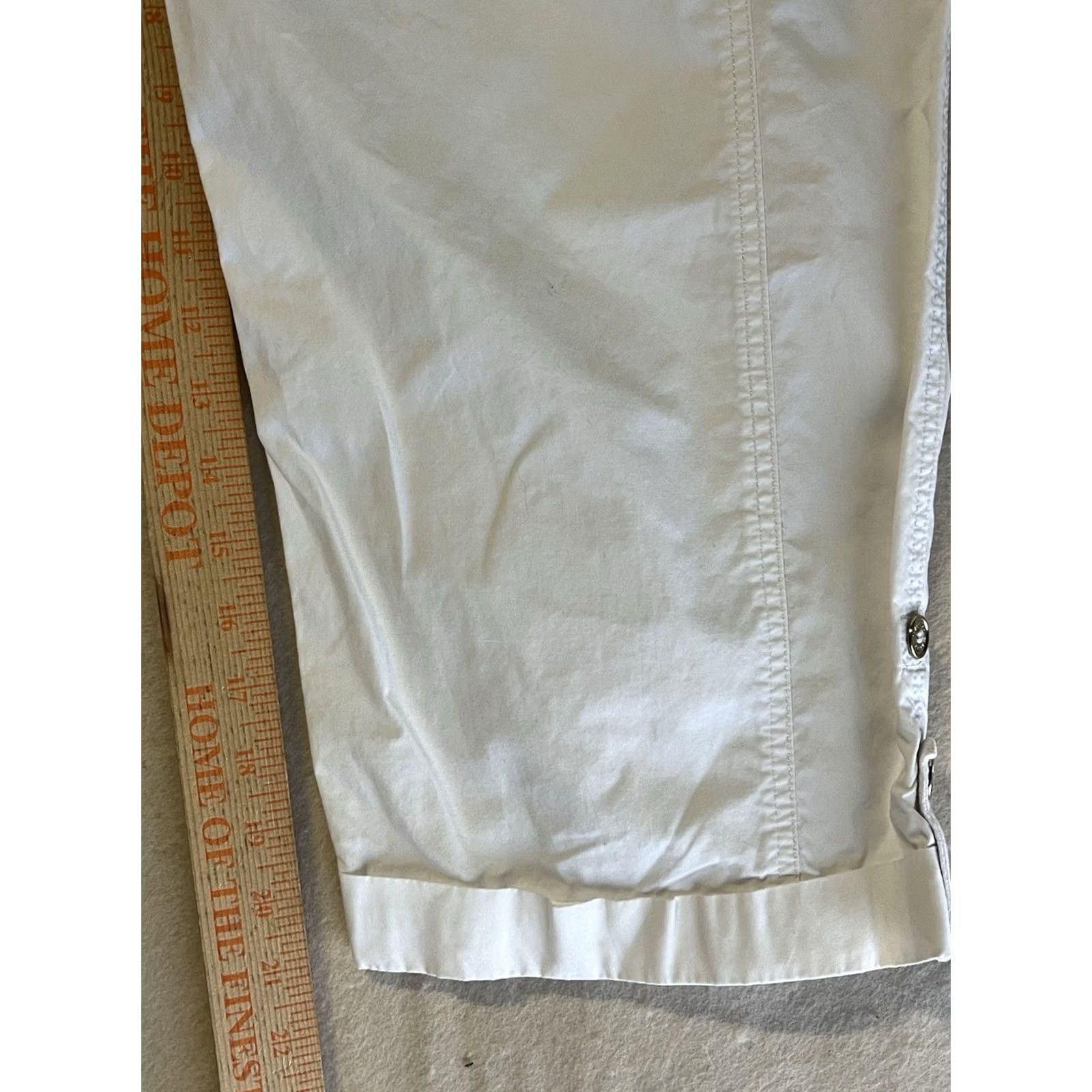 Calvin Klein Calvin Klein Jeans Cropped Pants White Size M-L Regular Twill Cotton Women Pants Crop Beach Summer Vacation Straight Front Zip Size 32" / US 10 / IT 46 - 5 Thumbnail